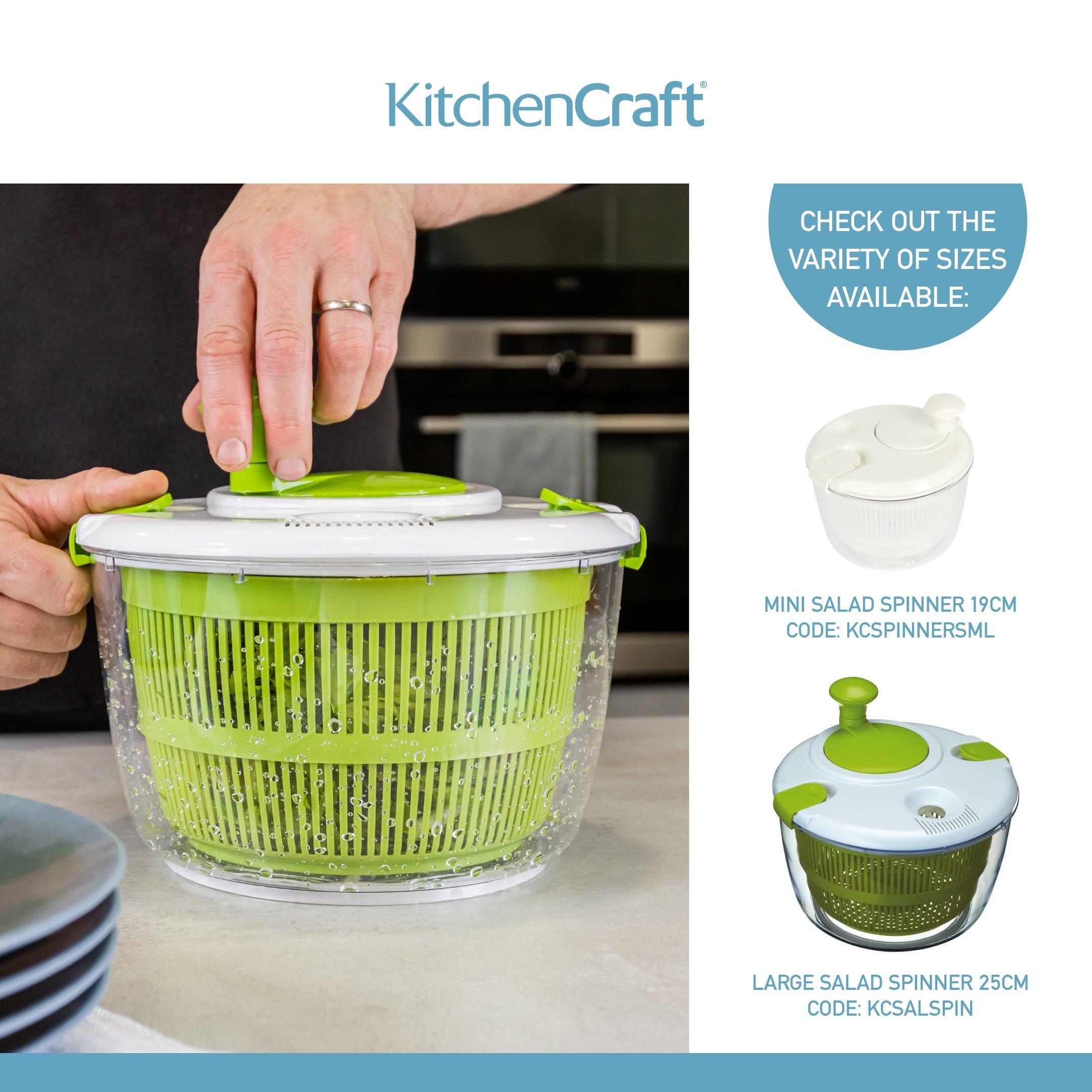 White - KitchenCraft - KitchenCraft 19cm Mini Salad Spinner - 4