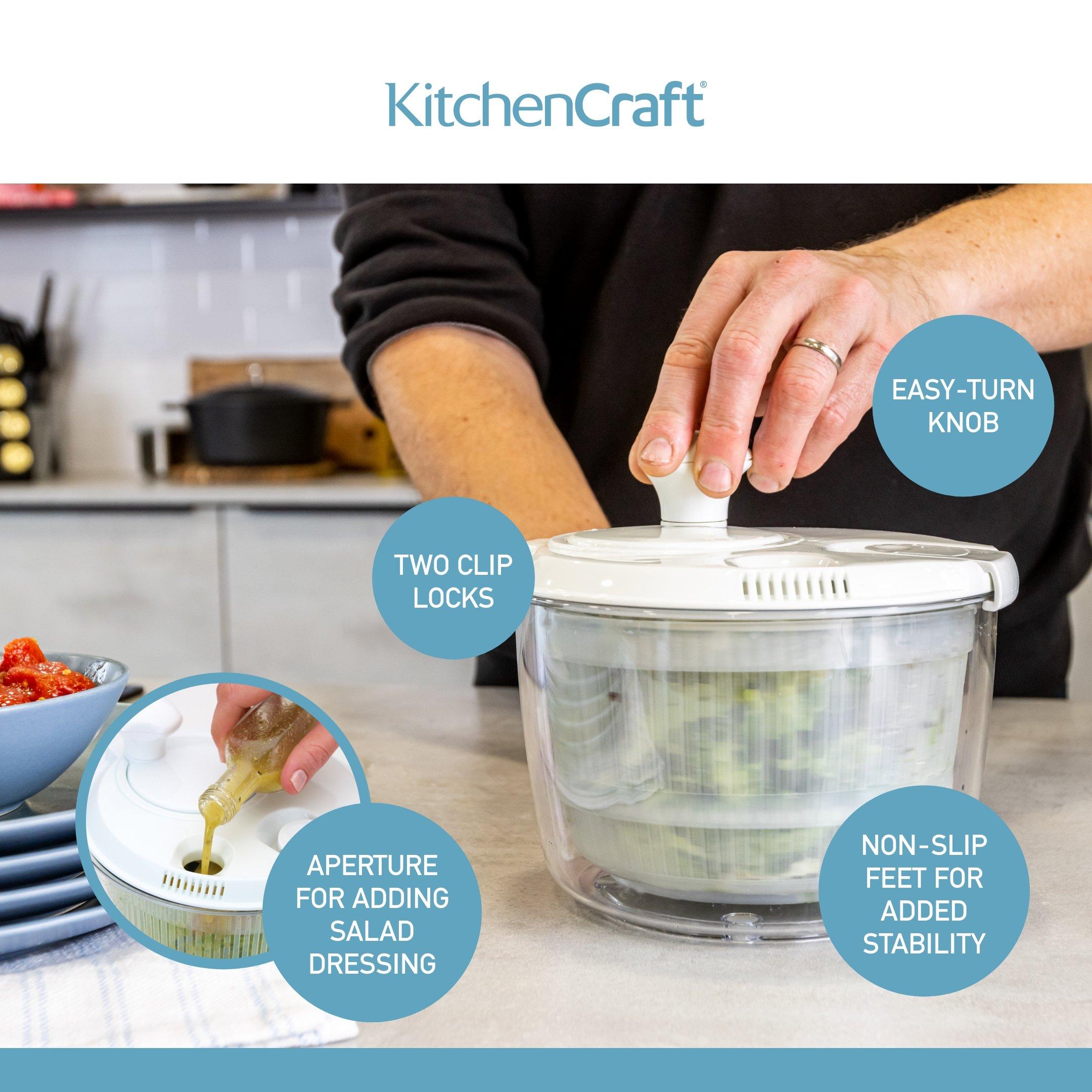 White - KitchenCraft - KitchenCraft 19cm Mini Salad Spinner - 6