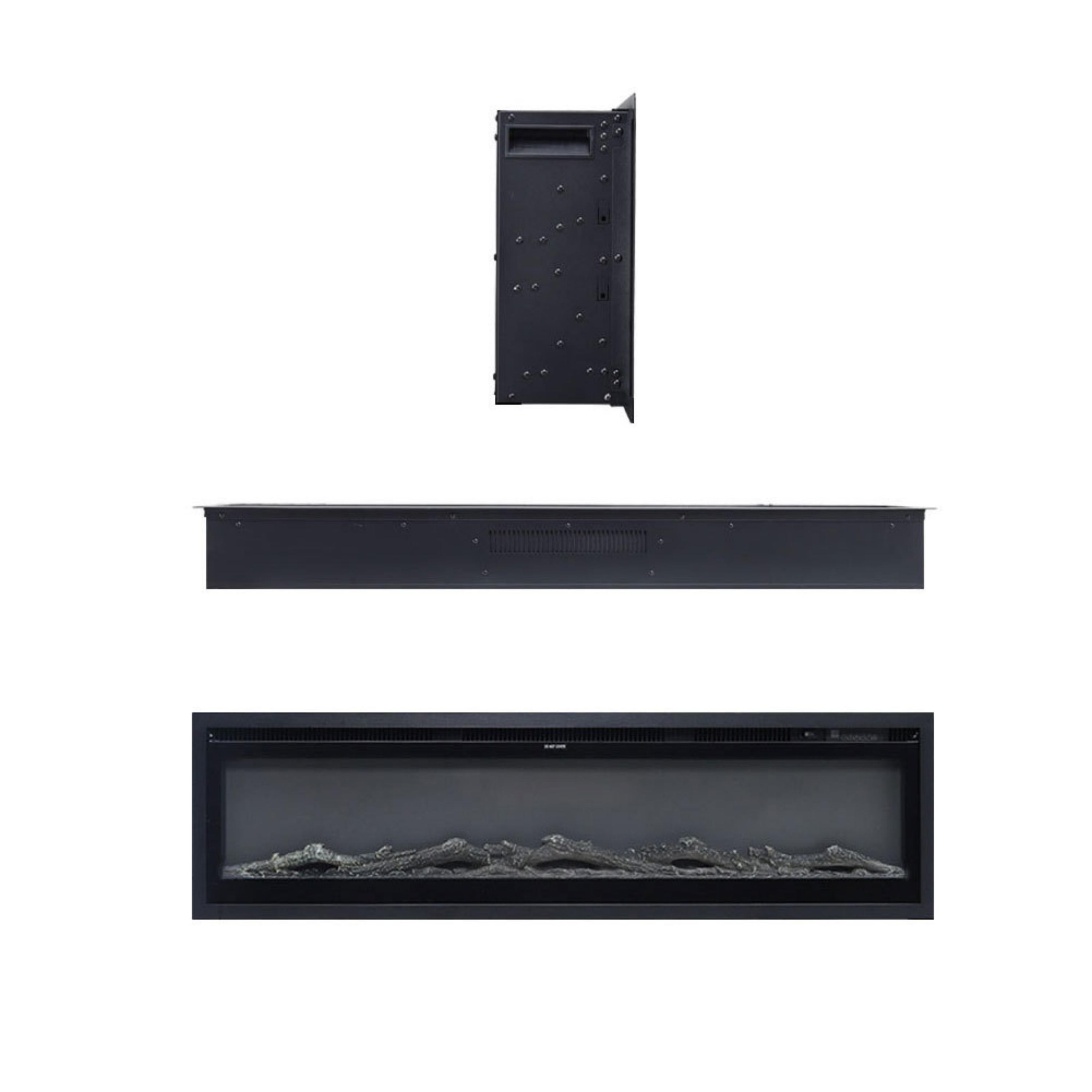 Black - Kabinet UK - 70/80/100 Inch Recessed Electric Fireplace 1800W - 3