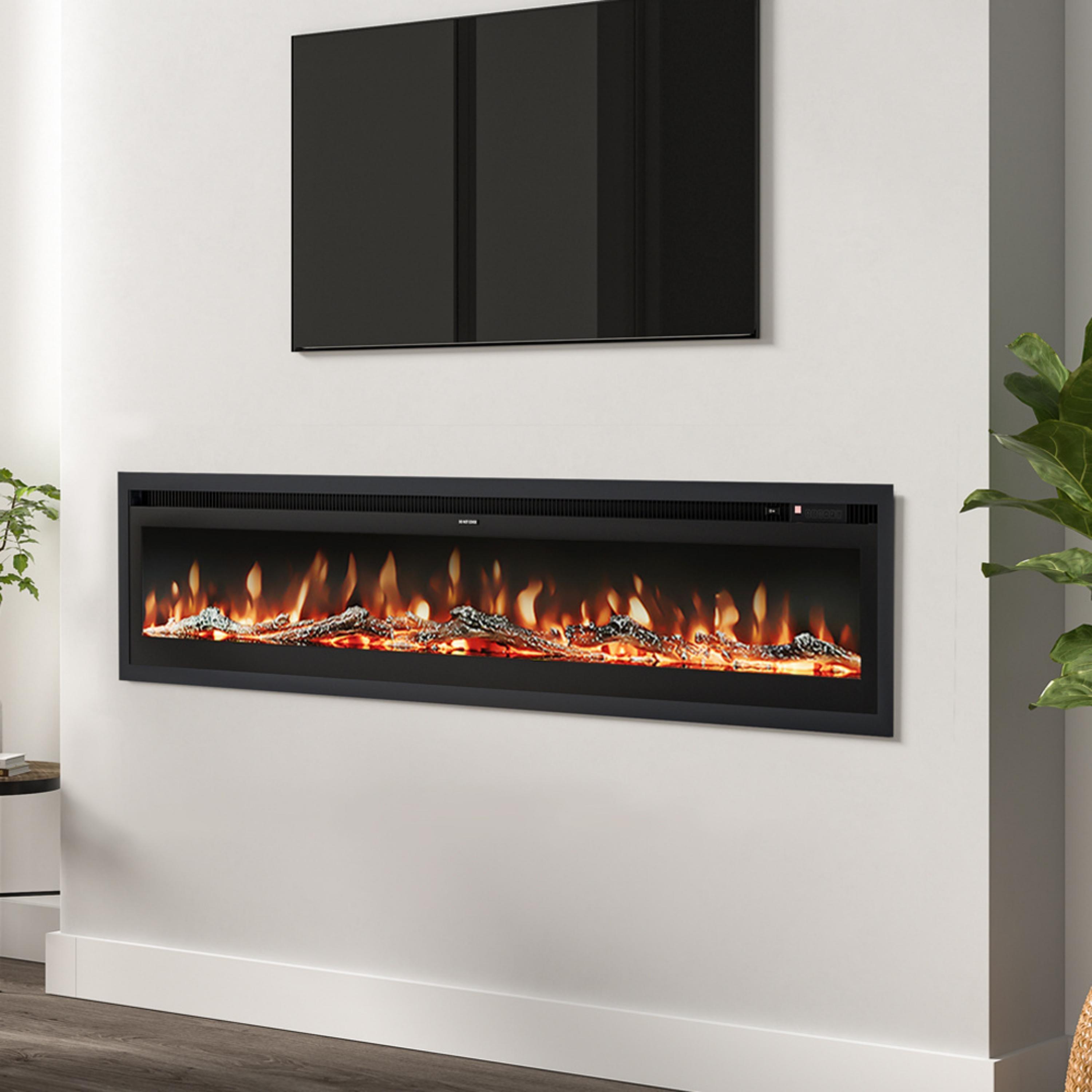 Black - Kabinet UK - 70/80/100 Inch Recessed Electric Fireplace 1800W - 4