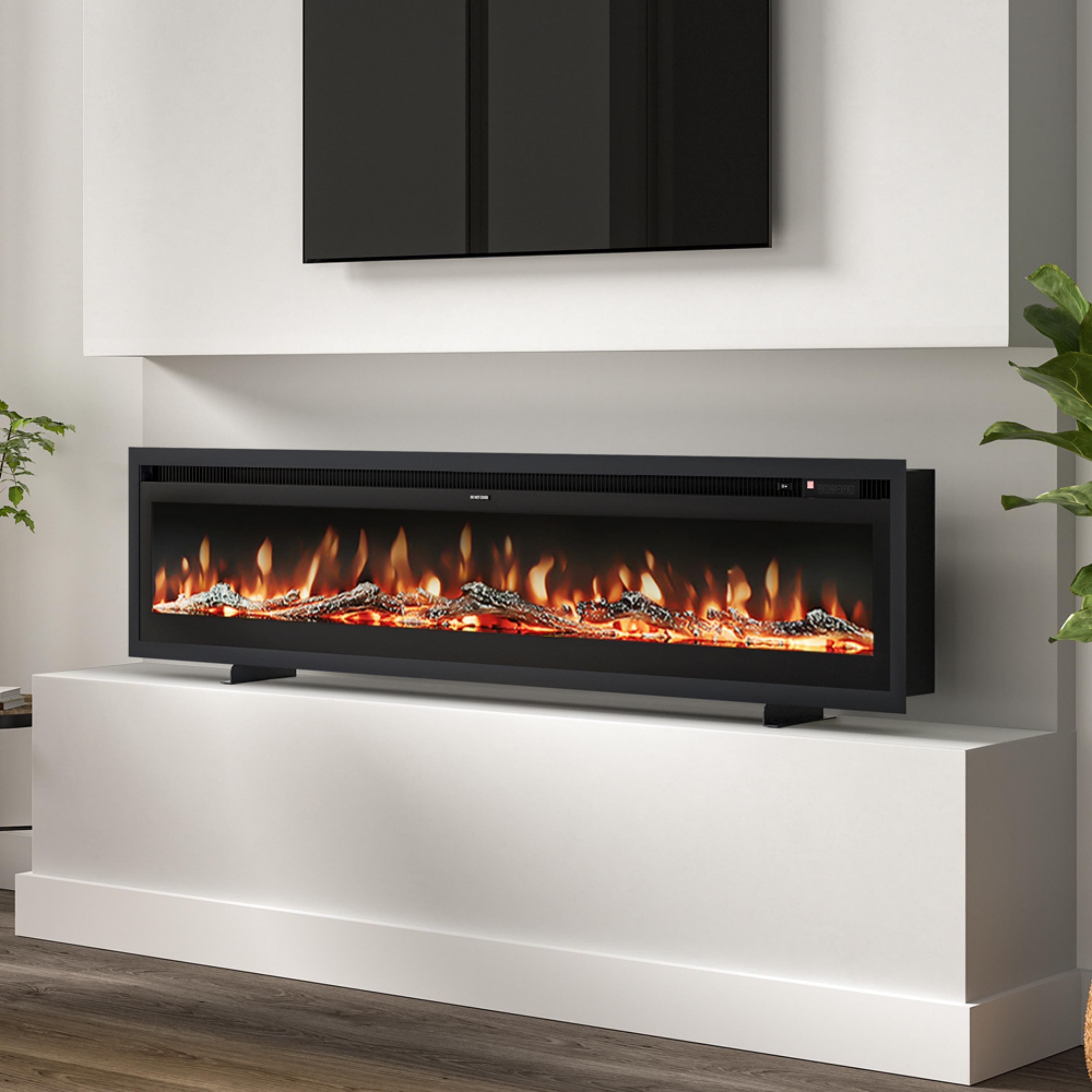 Black - Kabinet UK - 70/80/100 Inch Recessed Electric Fireplace 1800W - 5