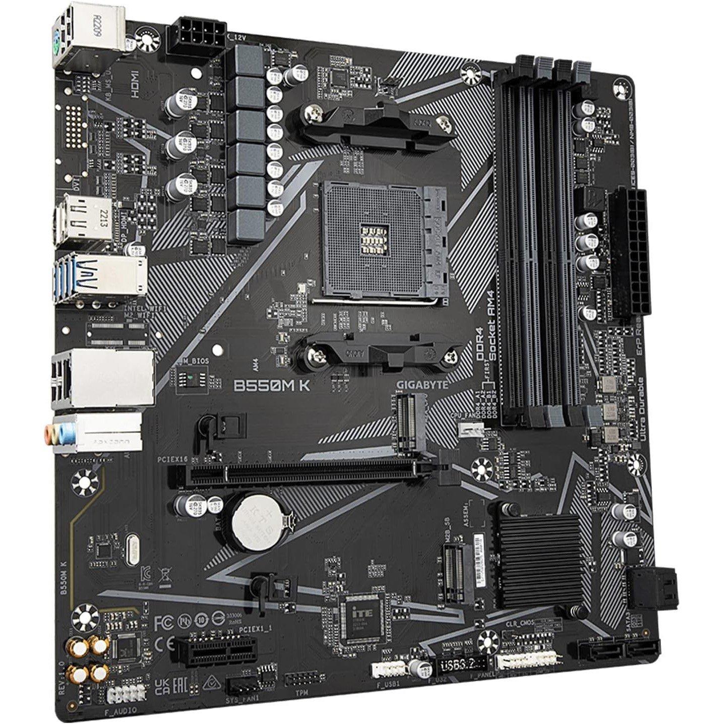 Black - Gigabyte Technology - GIGABYTE B550M K AMD AM4 Micro-ATX Motherboard - 3