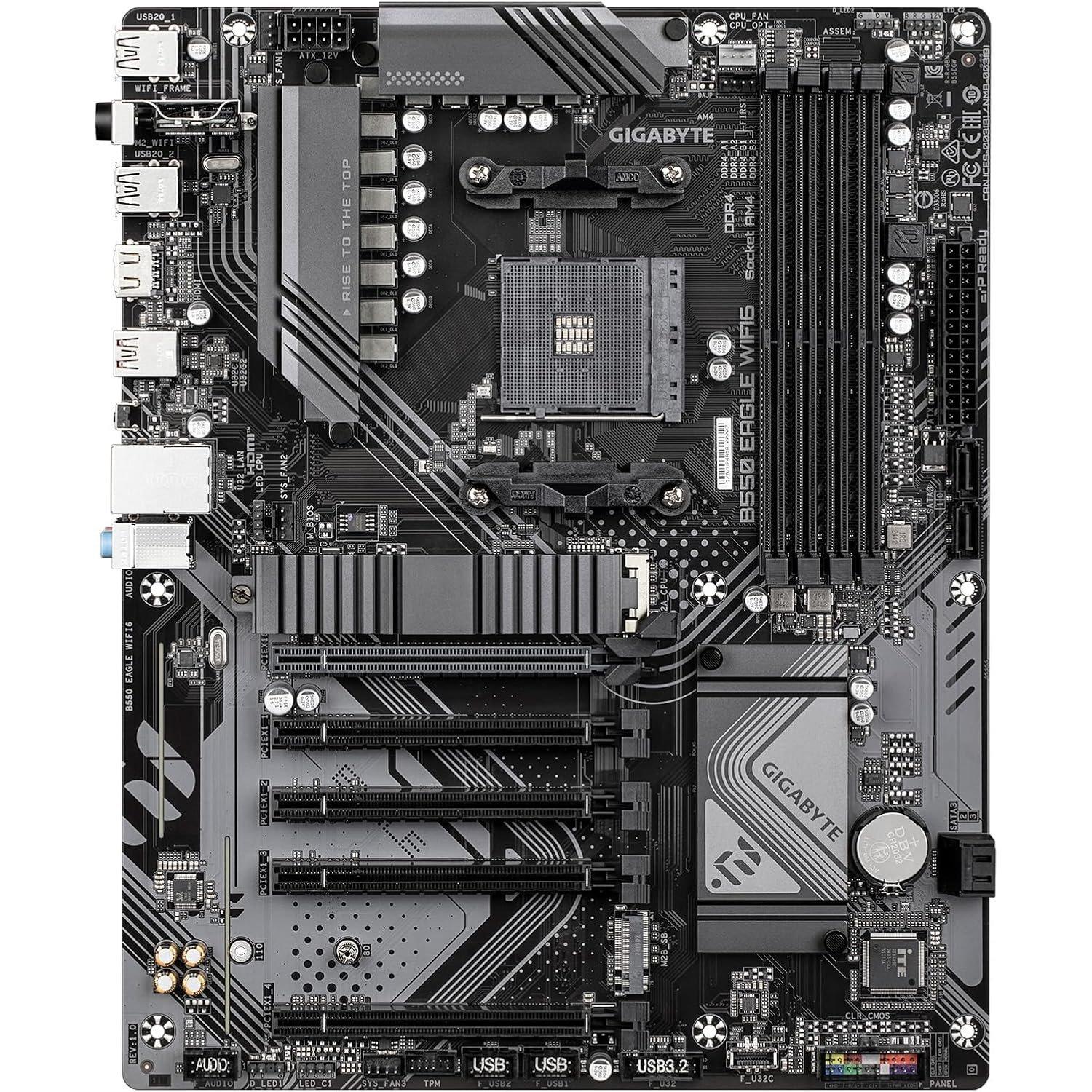 Black - Gigabyte Technology - GIGABYTE B550 Eagle WIFI6 AMD AM4 ATX Motherboard - 2