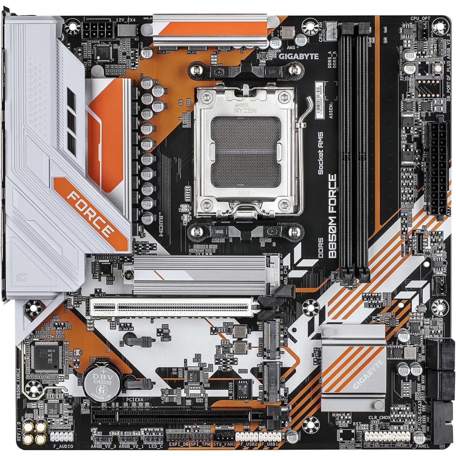 Crna - Gigabyte Technology - B850M FORCE Motherboard - AMD Ryzen 9000 Series CPUs - 4
