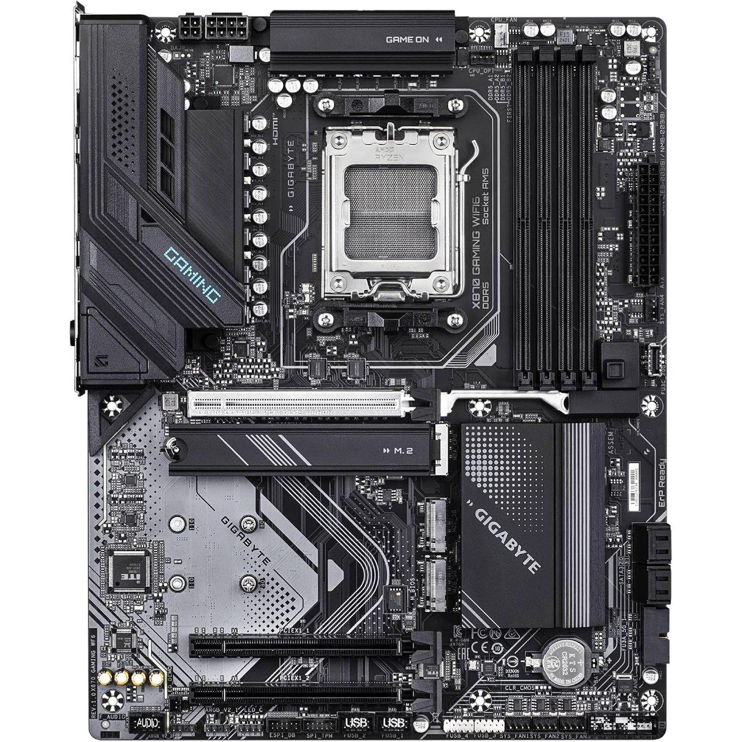 Black - Gigabyte Technology - GIGABYTE X870 Gaming WIFI6 AMD AM5 LGA 1718 Motherboard - 2