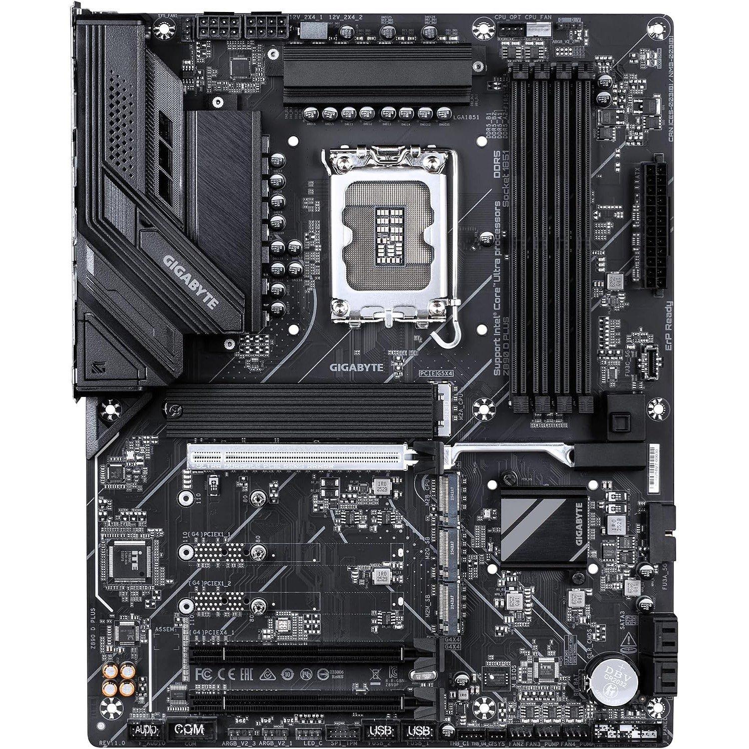 Crna - Gigabyte Technology - Z890 D PLUS Motherboard - Supports Intel Core Ultra (Series 2) CPUs 12+1+2 phases VRM - 3