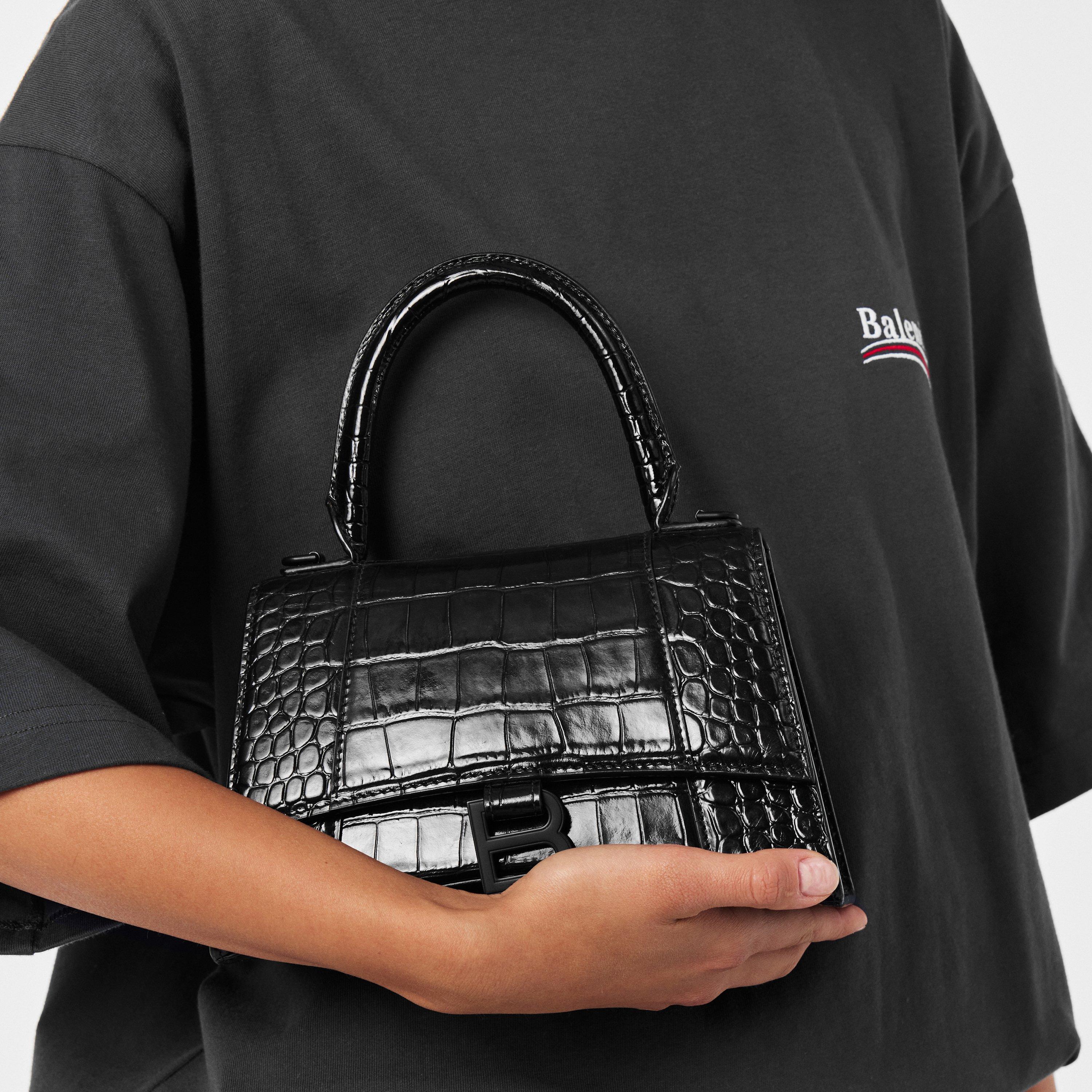 Blk/Blk 1000 - Balenciaga - Hourglass Small Crocodile Handbag - 3