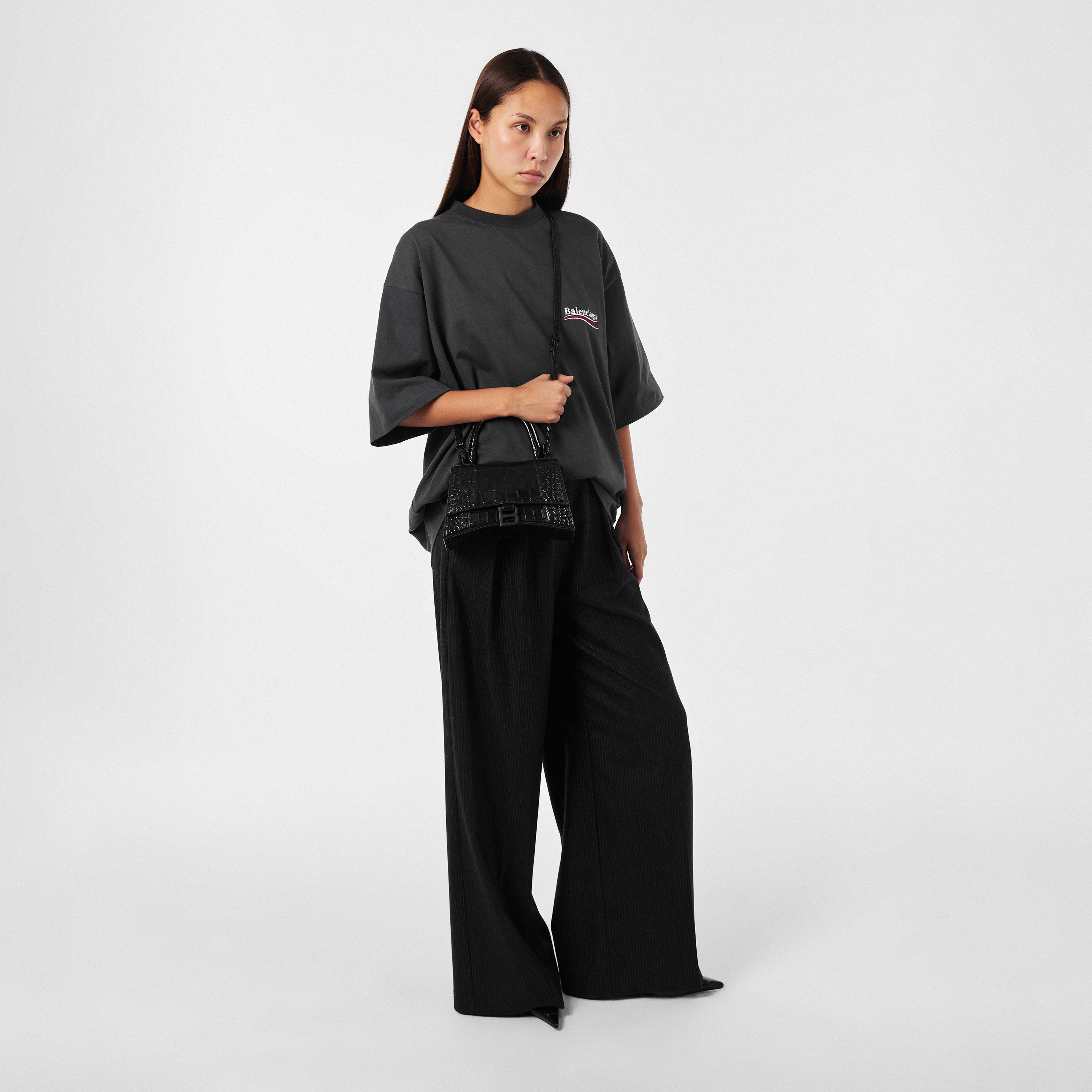 Blk/Blk 1000 - Balenciaga - Hourglass Small Crocodile Handbag - 6