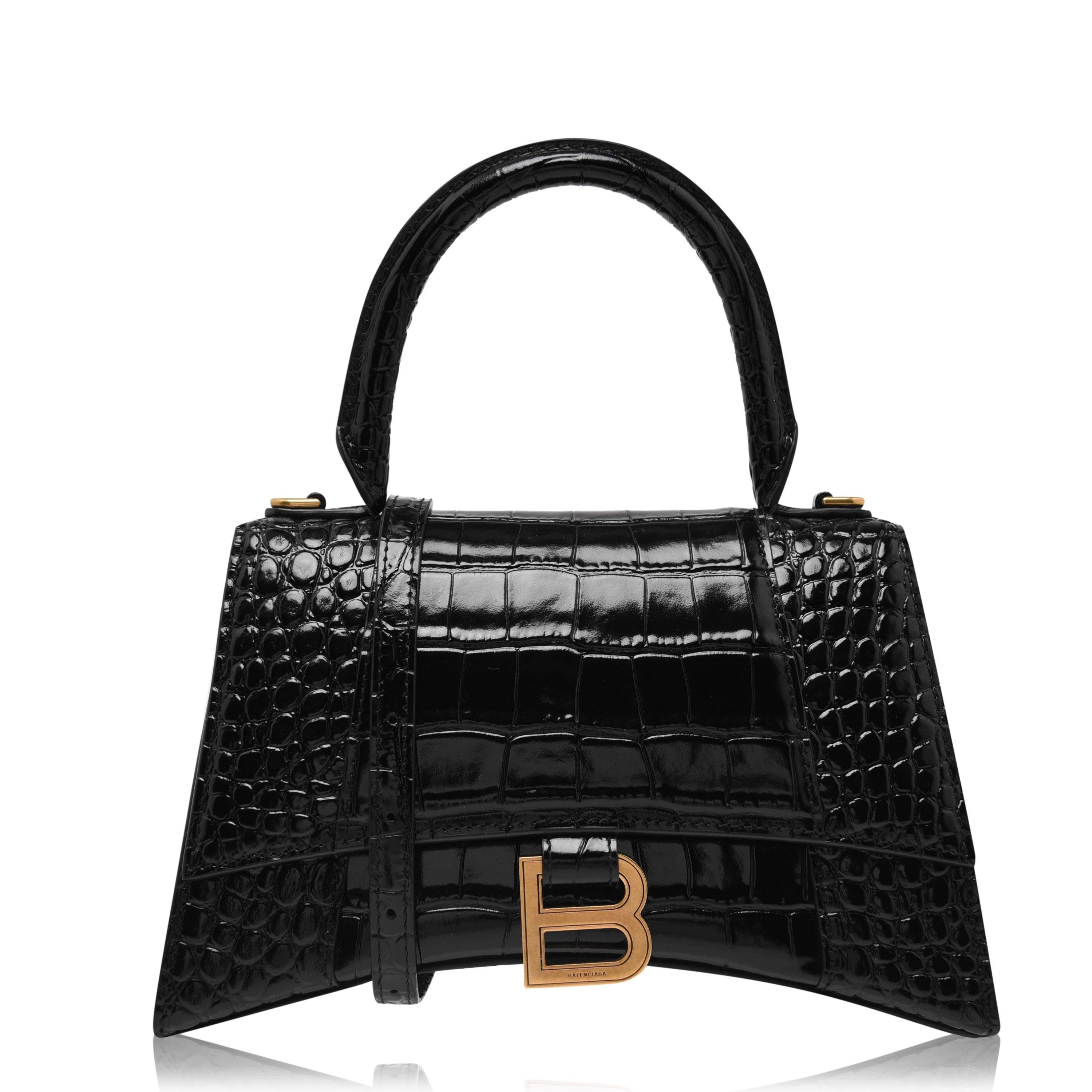Black 1000 - Balenciaga - Hourglass Small Crocodile Handbag - 5