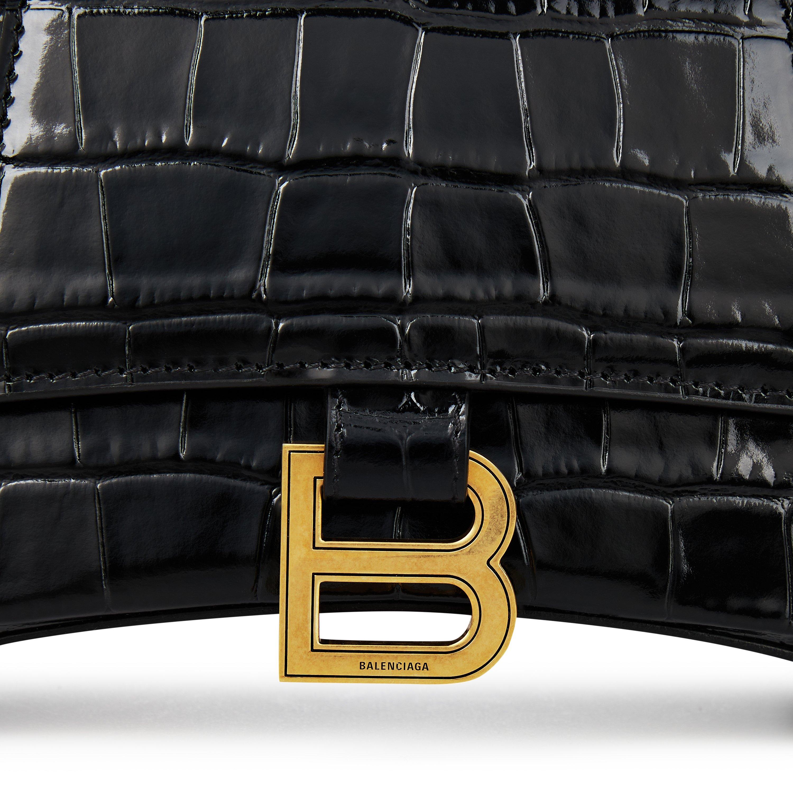Black 1000 - Balenciaga - Hourglass Small Crocodile Handbag - 4