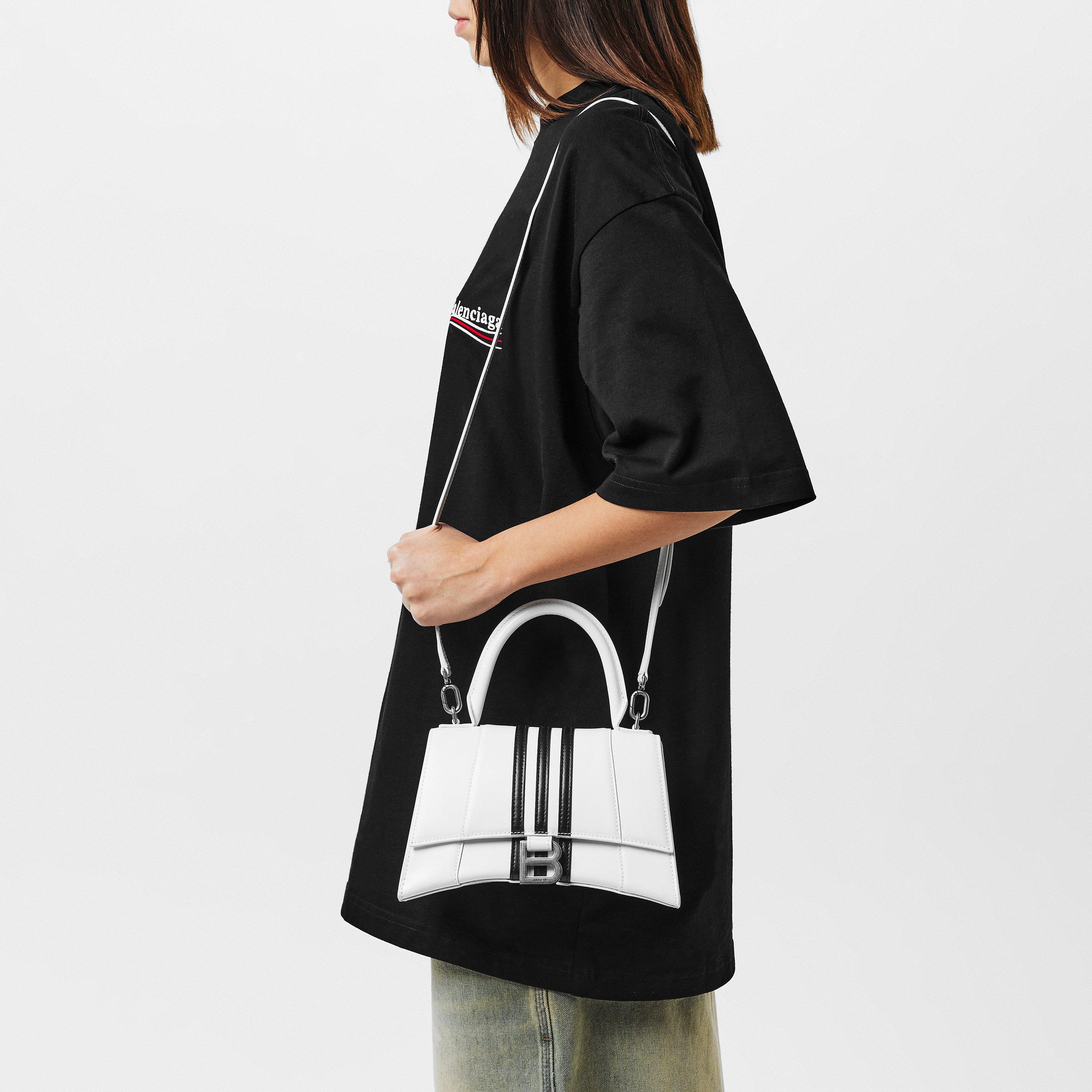 White/Black - Balenciaga - Hourglass Small Crocodile Handbag - 2