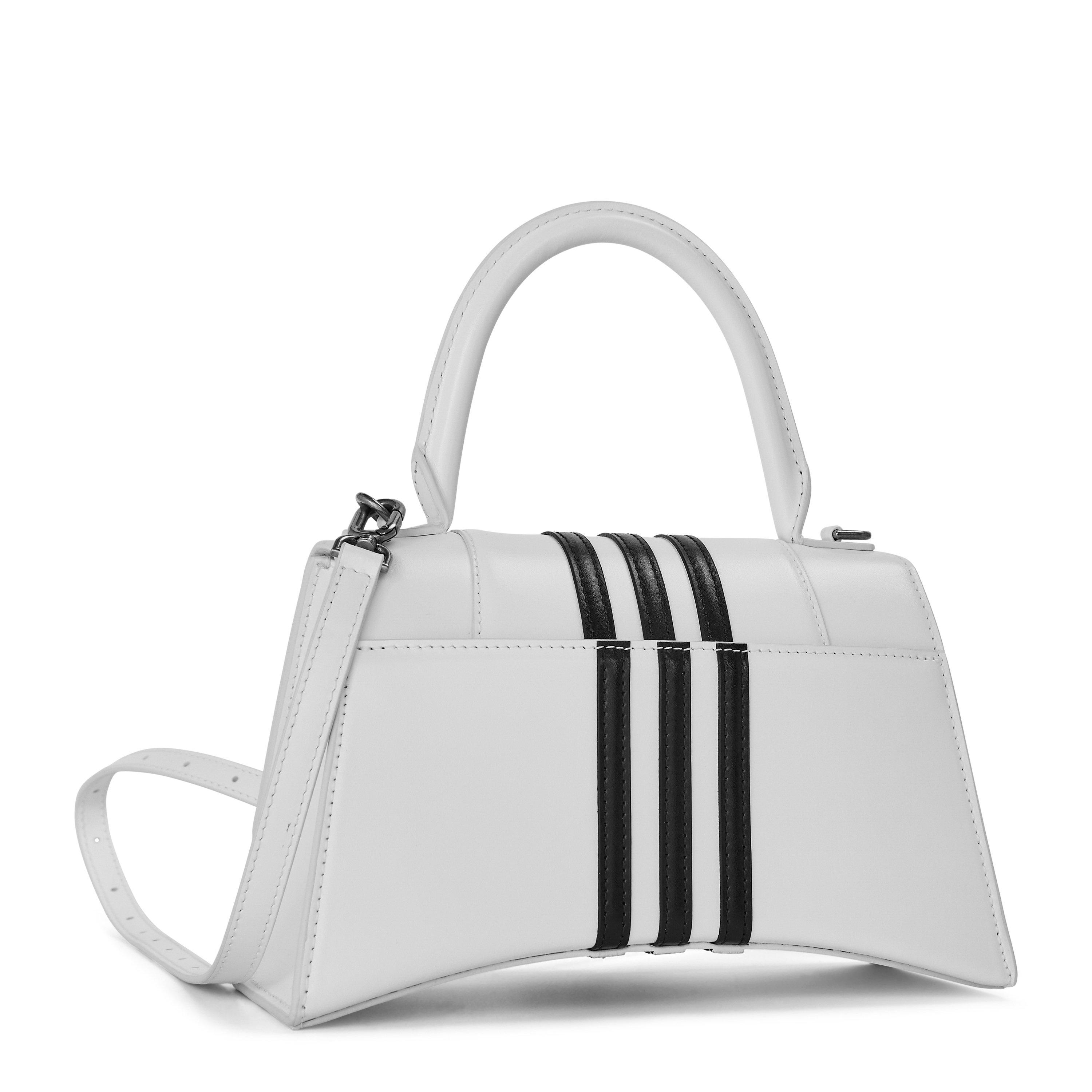 White/Black - Balenciaga - Hourglass Small Crocodile Handbag - 3