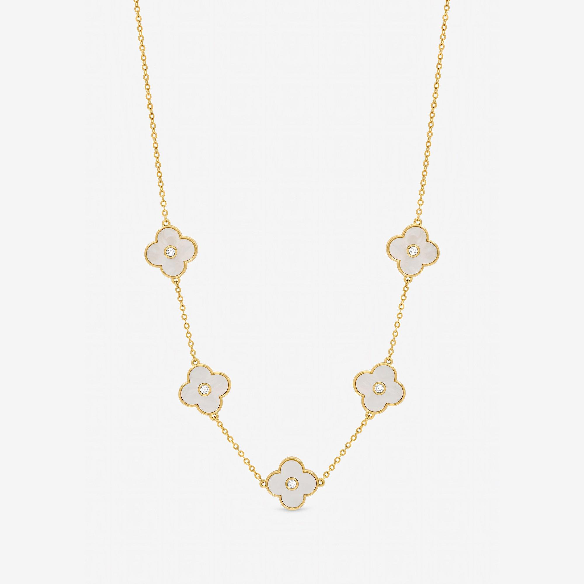 Gold - Jon Richard - Gold Plated Mother of Pearl Clover Necklace - 1