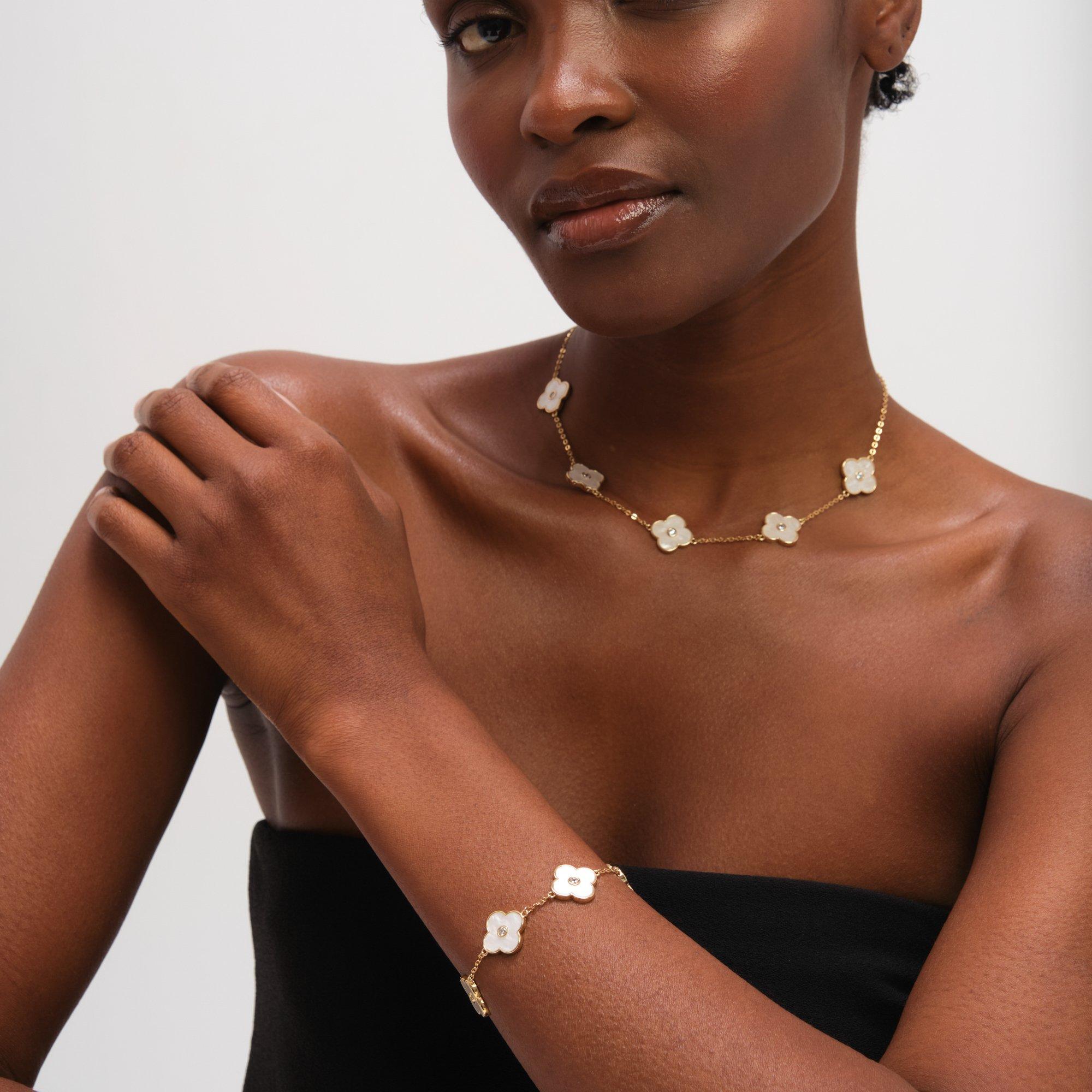 Gold - Jon Richard - Gold Plated Mother of Pearl Clover Necklace - 2