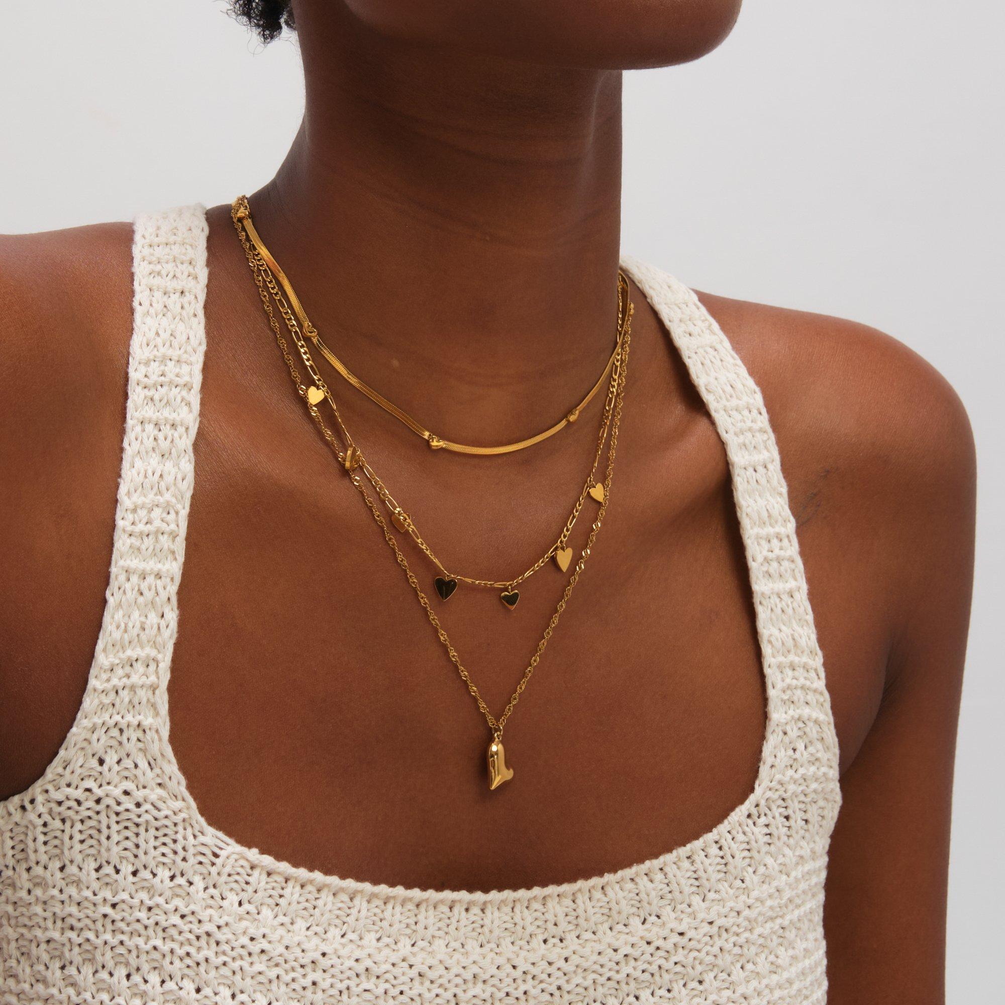 Gold - Jon Richard - Gold Plated Waterproof Heart Double Row Necklace - 3