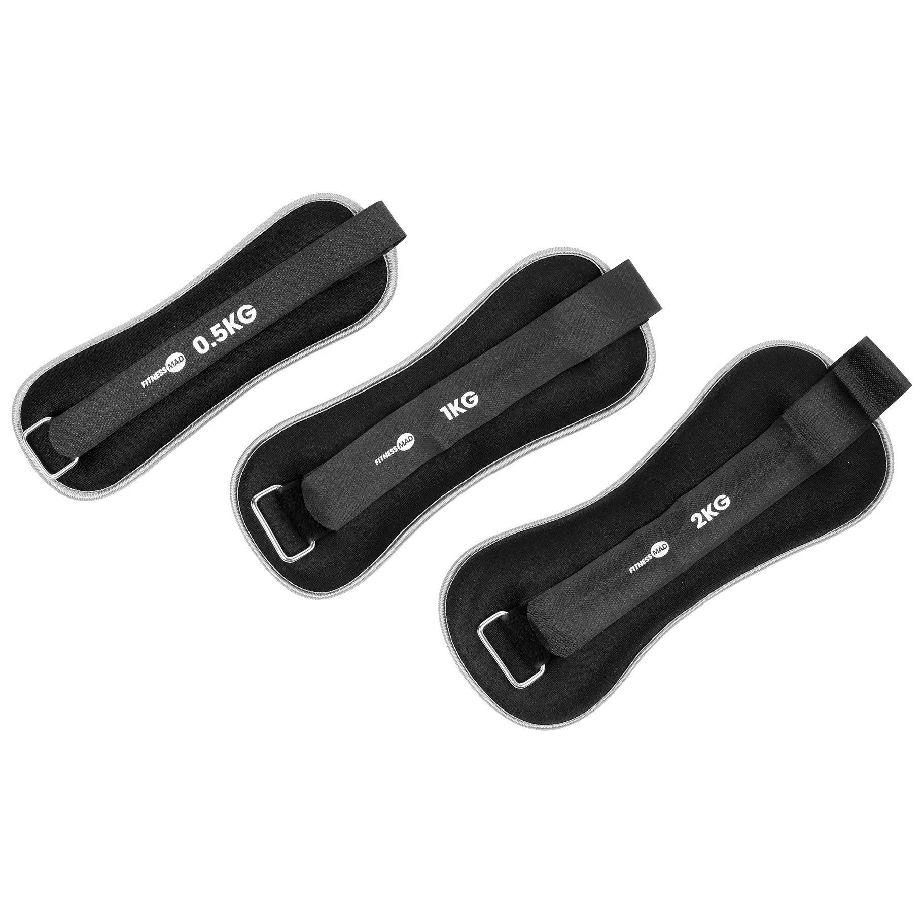 Black - Fitness-Mad - Neoprene Wrist & Ankle Weights - 0.5kg / 1kg / 2kg - 6