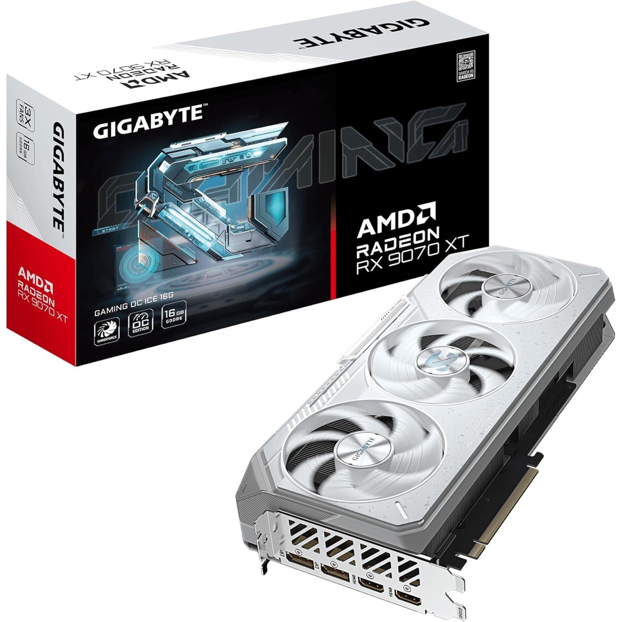 Black - Gigabyte Technology - Radeon RX 9070 XT GAMING OC ICE 16GB GDDR6 Graphics Card White - 1