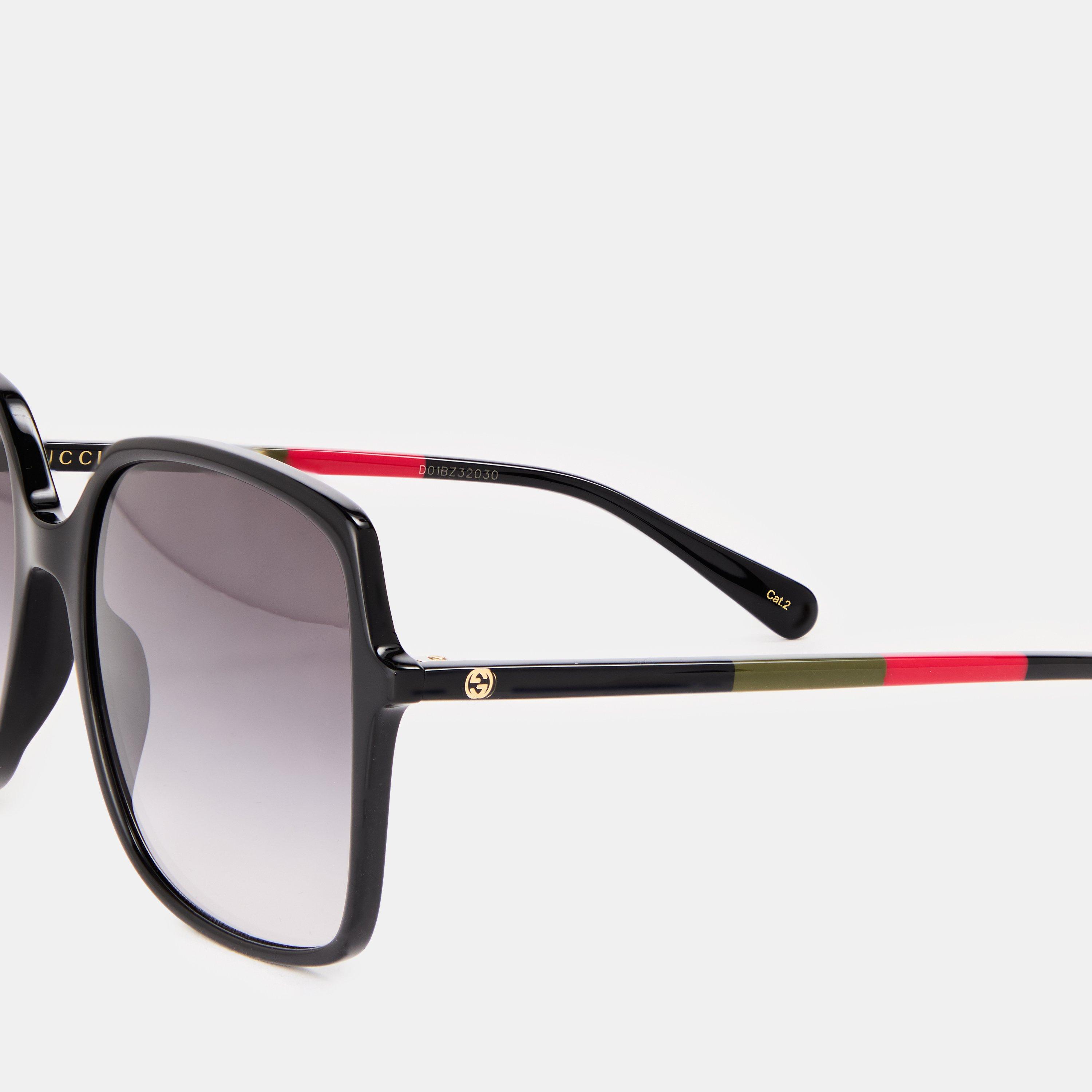 Black/Grey - Gucci - Low Nose Bridge Fit Square Sunglasses - 4