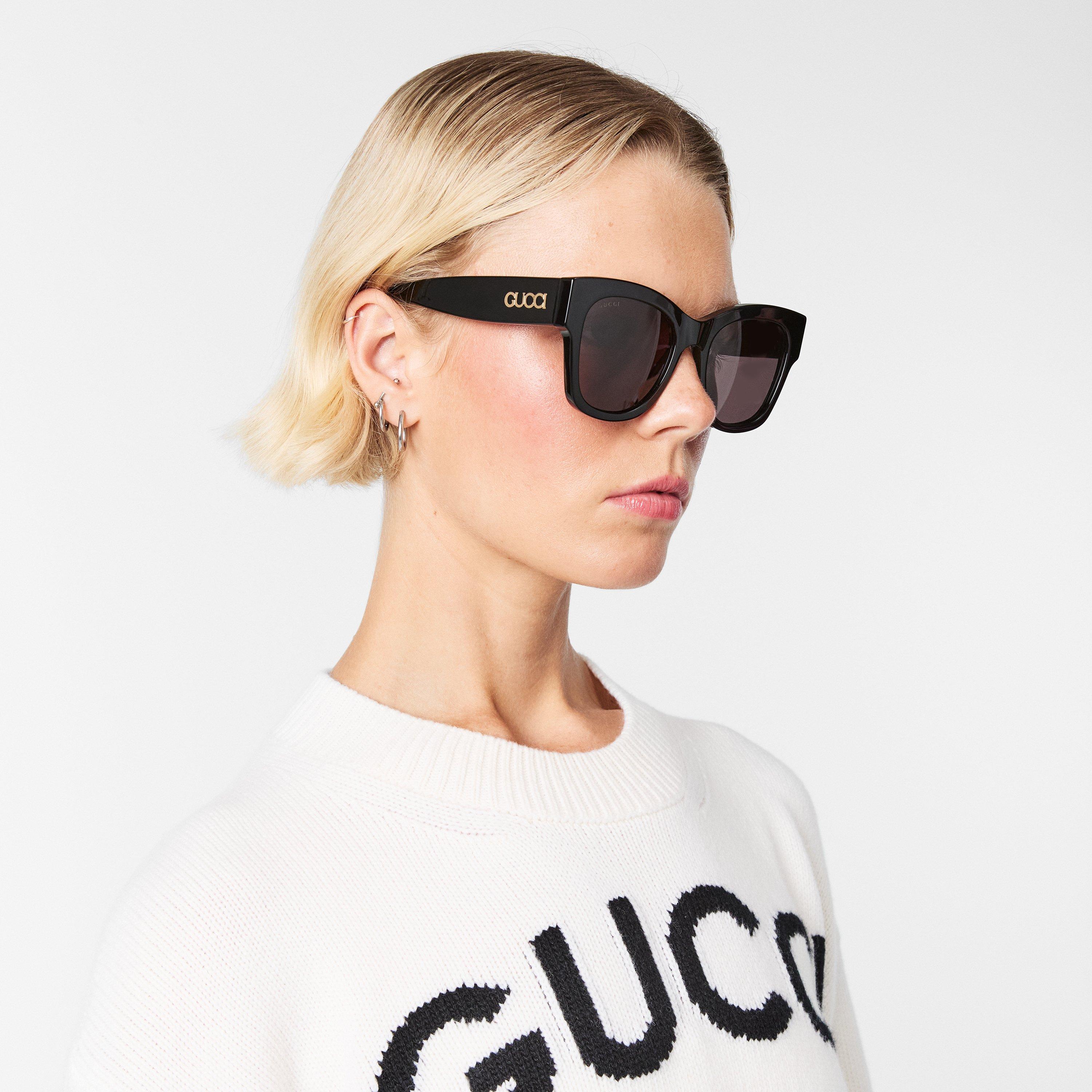 Black/Grey - Gucci - Butterfly Frame Sunglasses - 3