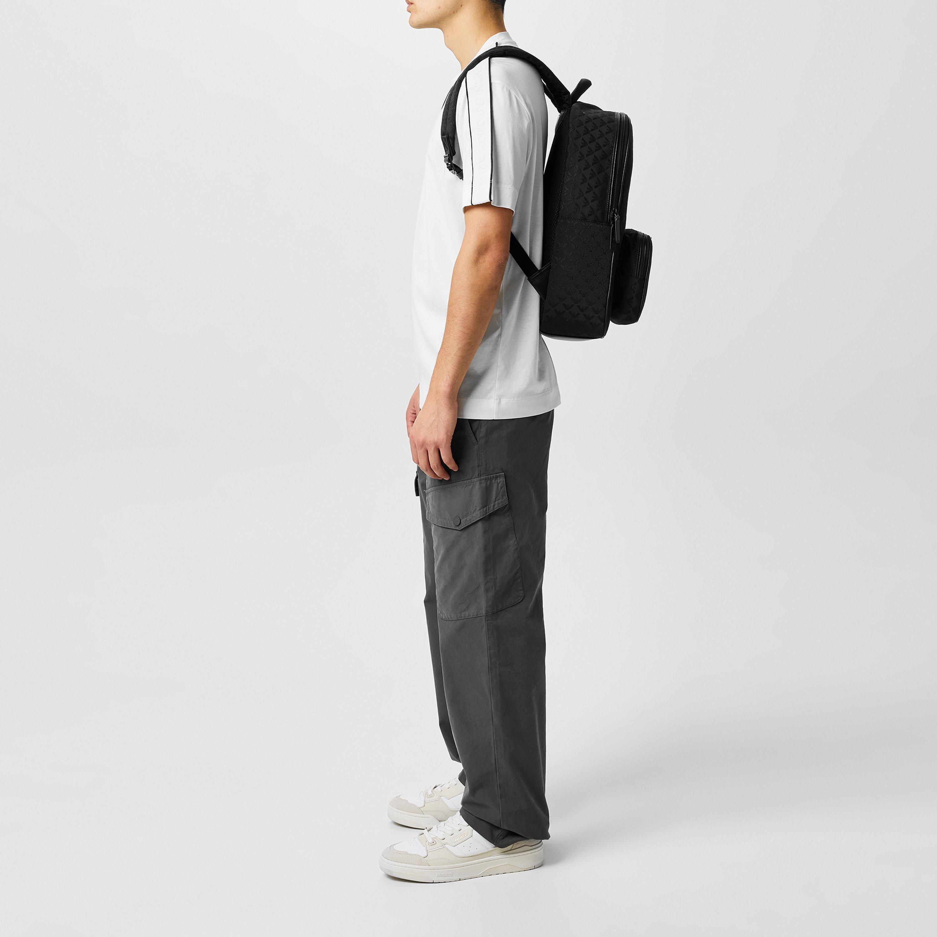 Black 81336 - Emporio Armani - Men's All-Over Jacquard Backpack - 7