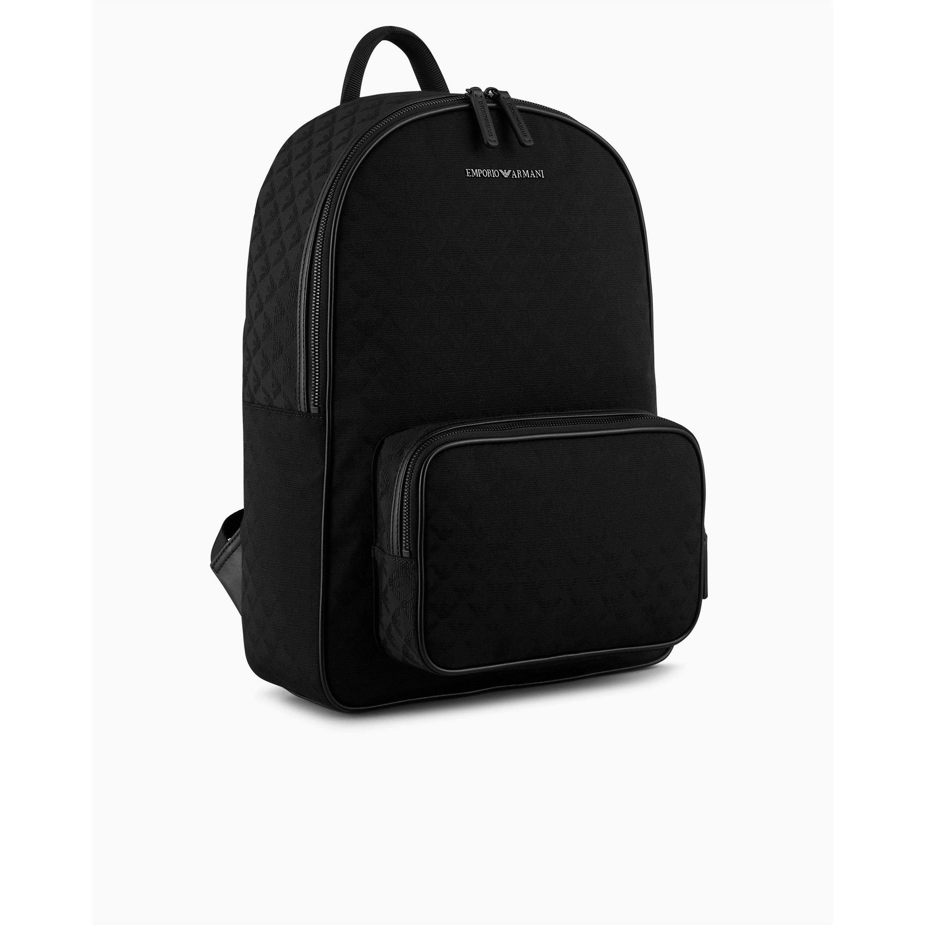 Black 81336 - Emporio Armani - Men's All-Over Jacquard Backpack - 3