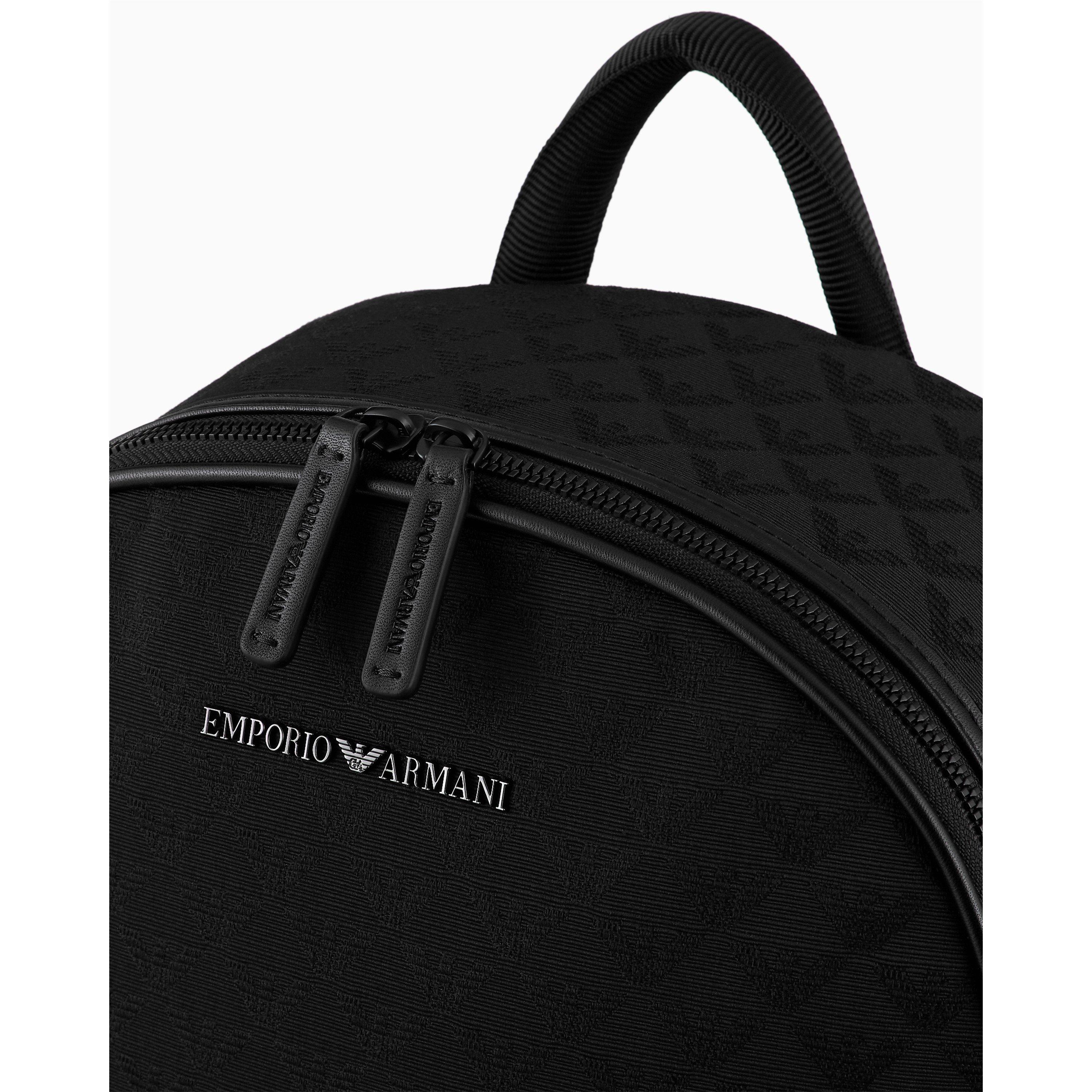 Black 81336 - Emporio Armani - Men's All-Over Jacquard Backpack - 5