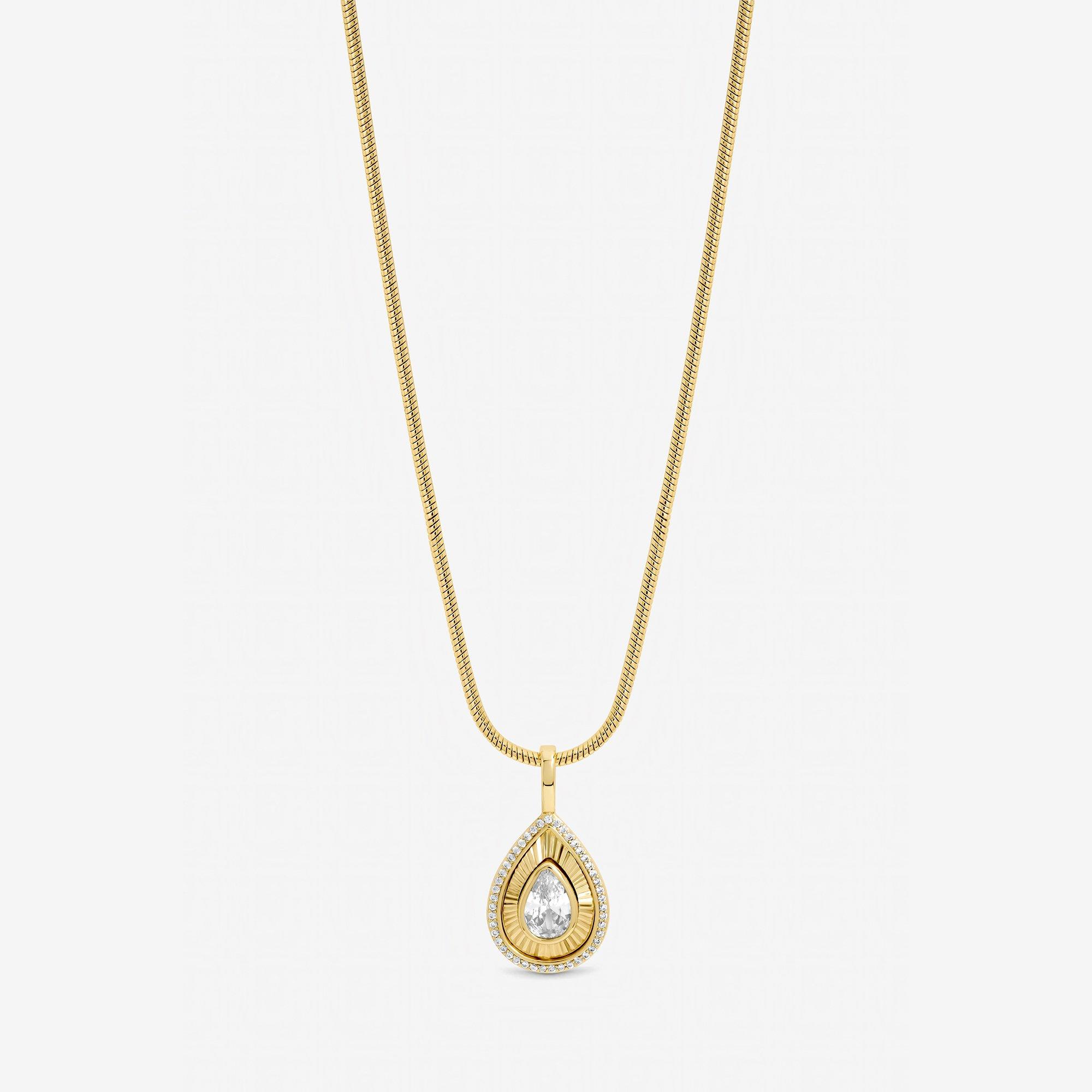Gold - Jon Richard - Gold Plated and Diamond Cut Peardrop Pendant