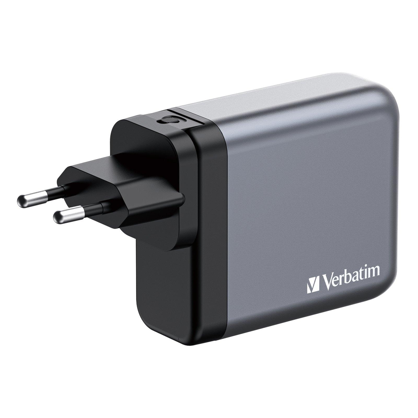 White - Verbatim - 140W 4-Port GaN Wall Charger 2 x USB-C® PD 140W / 1 x USB-C® PD 20W / 1 x USB-A QC 3.0 (EU/UK/US) - 6