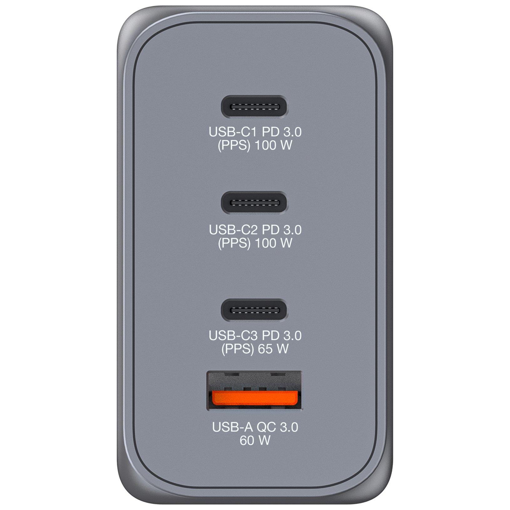 White - Verbatim - 200W 4-Port GaN Wall Charger 2 x USB-C® PD 100W / 1 x USB-C® PD 65W / 1 x USB QC 3.0 (EU/UK/US) - 2
