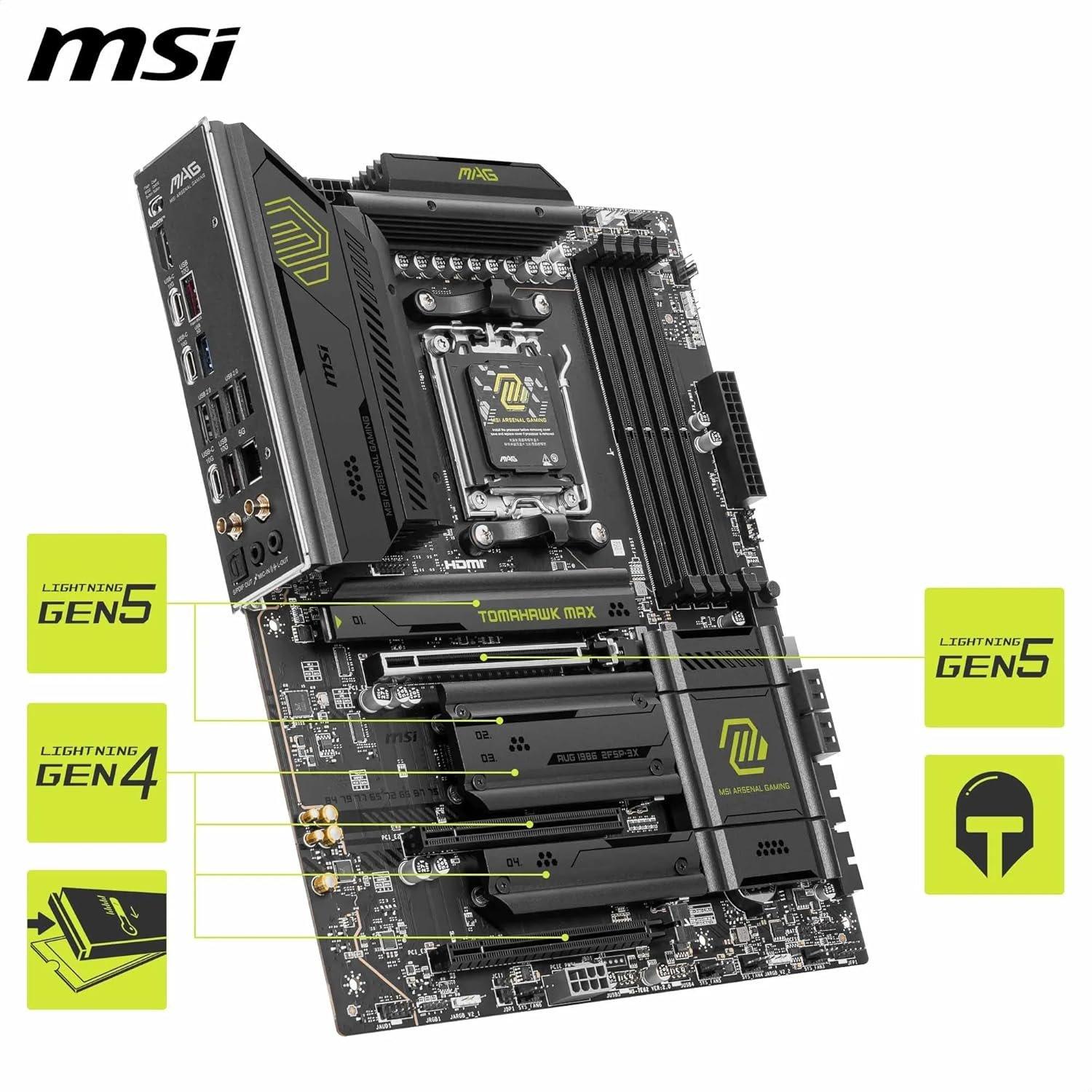 Black - MSI - MAG B850 TOMAHAWK MAX WIFI - AMD Motherboard - 4
