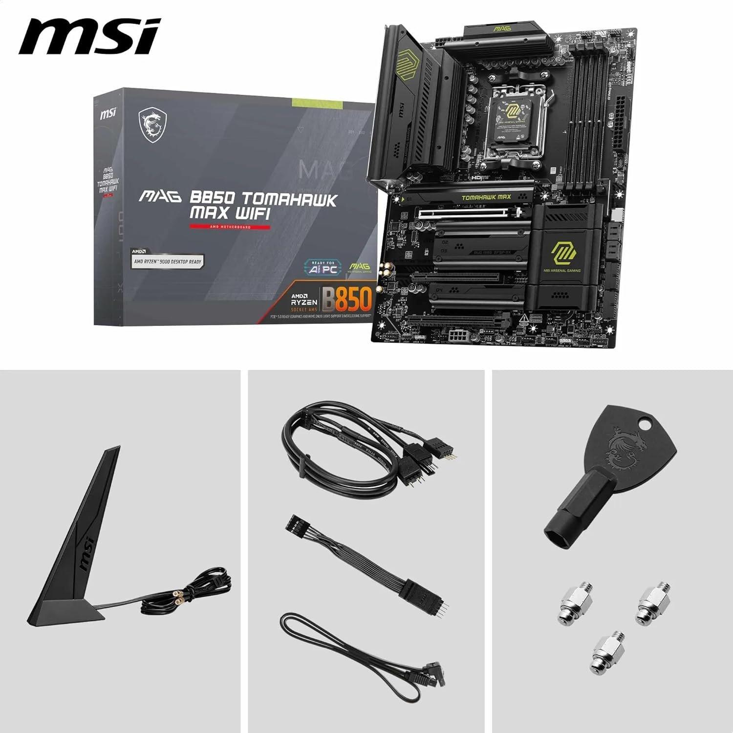 Black - MSI - MAG B850 TOMAHAWK MAX WIFI - AMD Motherboard - 6