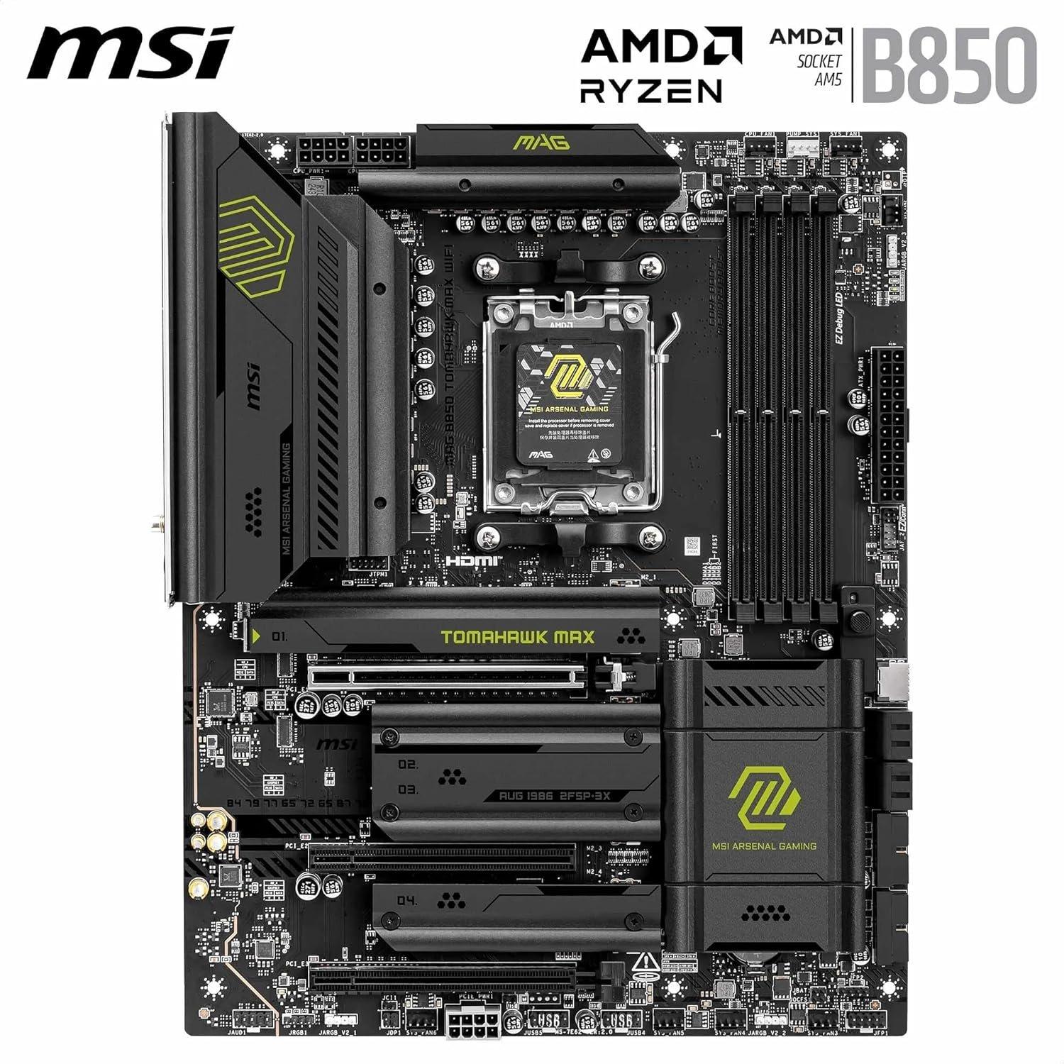 Black - MSI - MAG B850 TOMAHAWK MAX WIFI - AMD Motherboard - 7