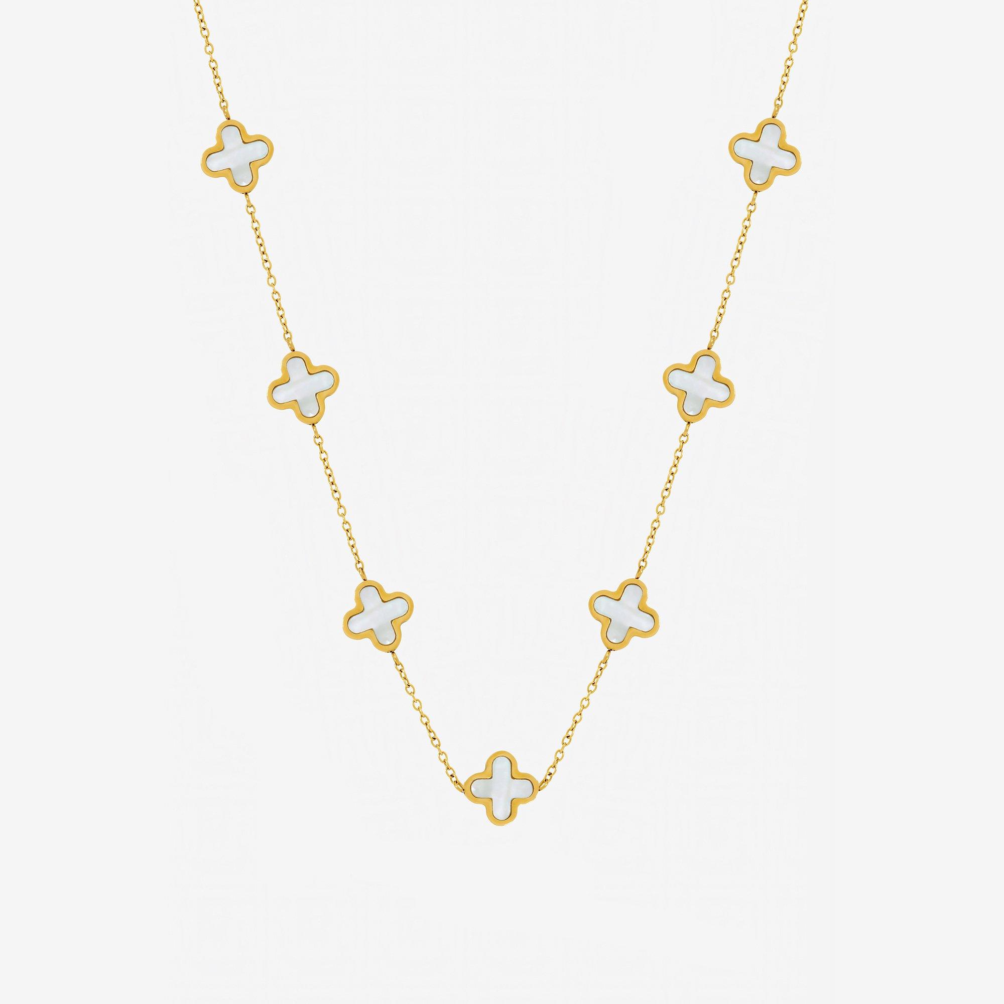 Jon Richard Gold Waterproof Mother of Pearl Clover Necklace