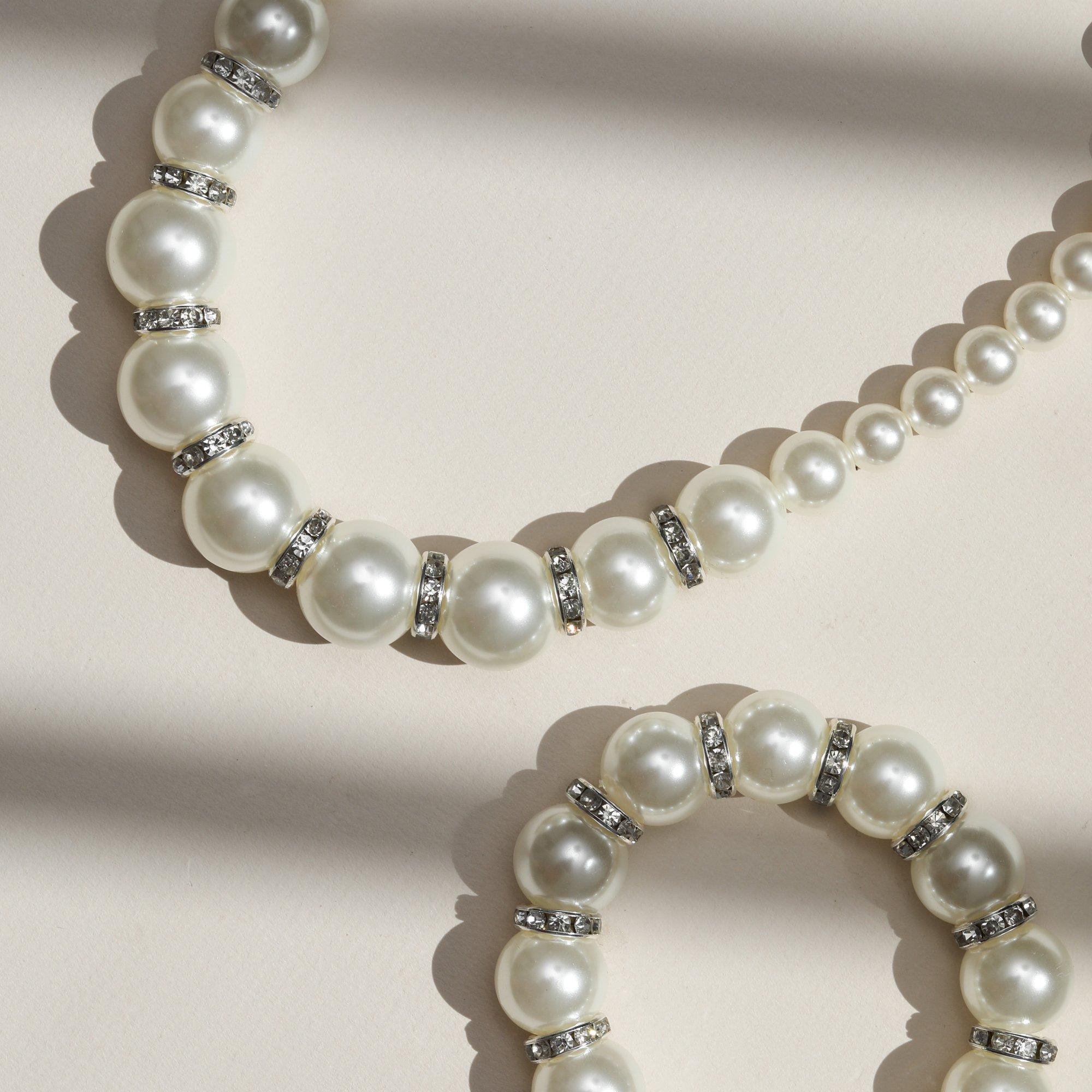 Black - Mood - Hematite Crystal & Cream Pearl Beaded Necklace - 3