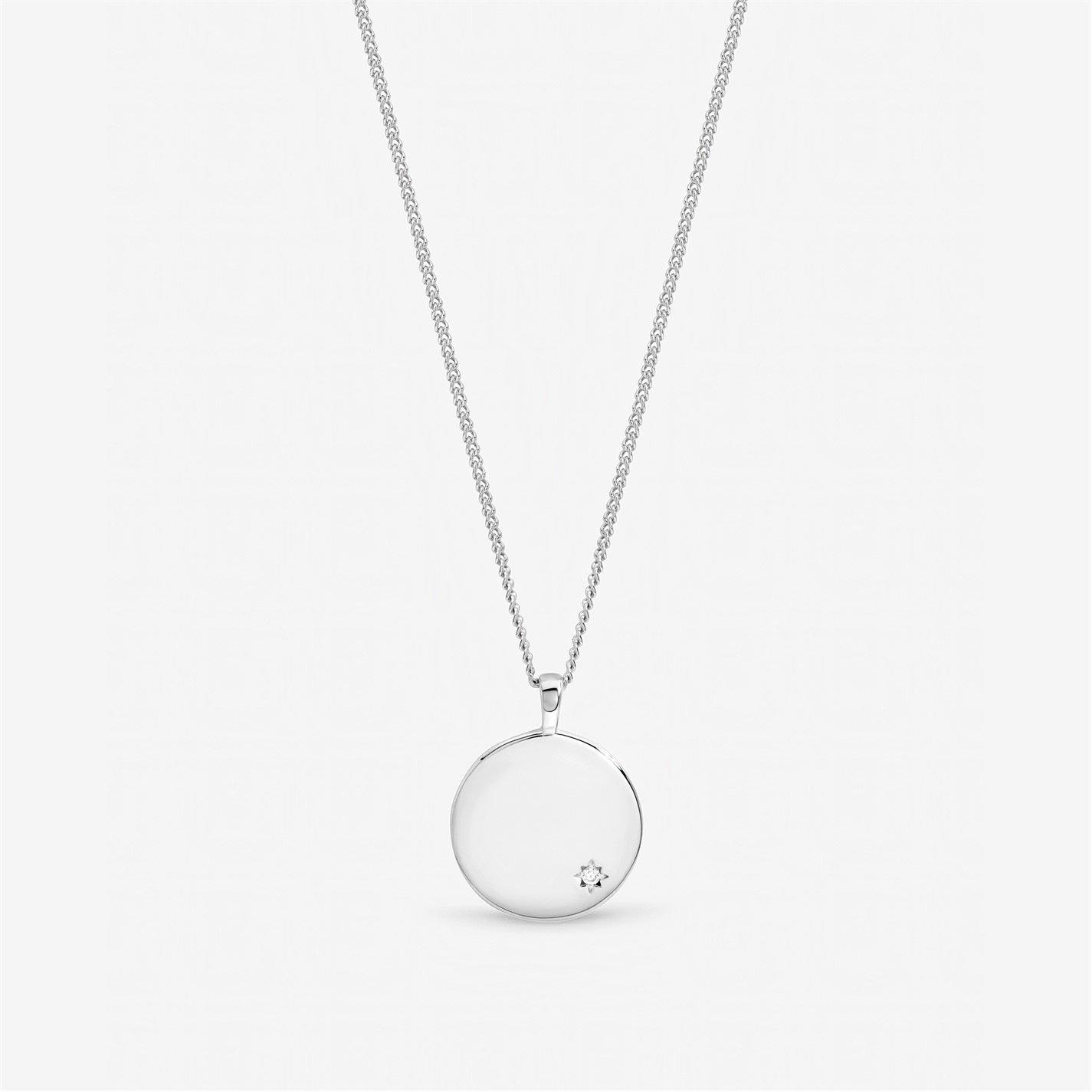 Inicio Women's Celestial Detail Personalised Pendant - Gift Pouch - Silver