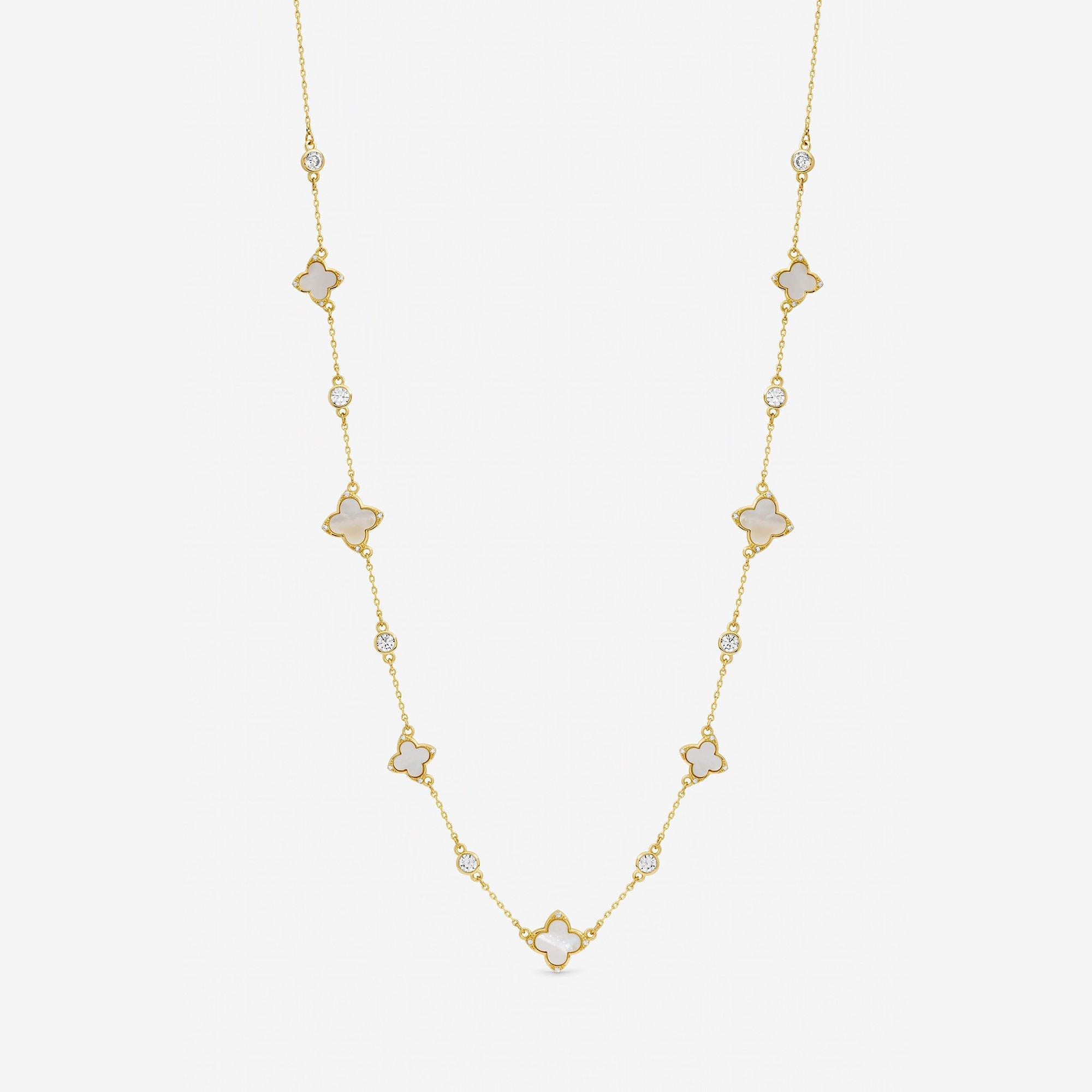 Gold - Jon Richard - Gold Plated Mother of Pearl Drop Clover Earrings