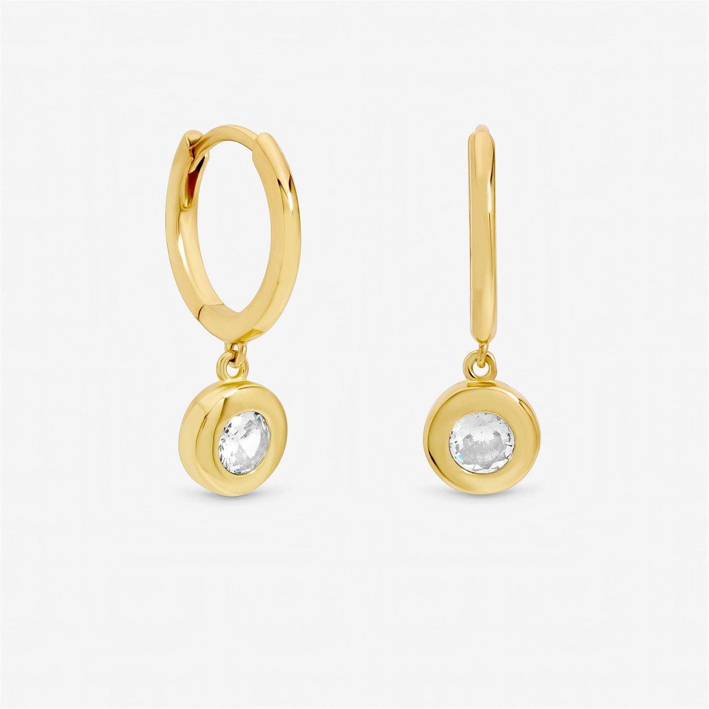 Jon Richard Women's Plated Cubic Zirconia Bezel Huggie Earrings Gold