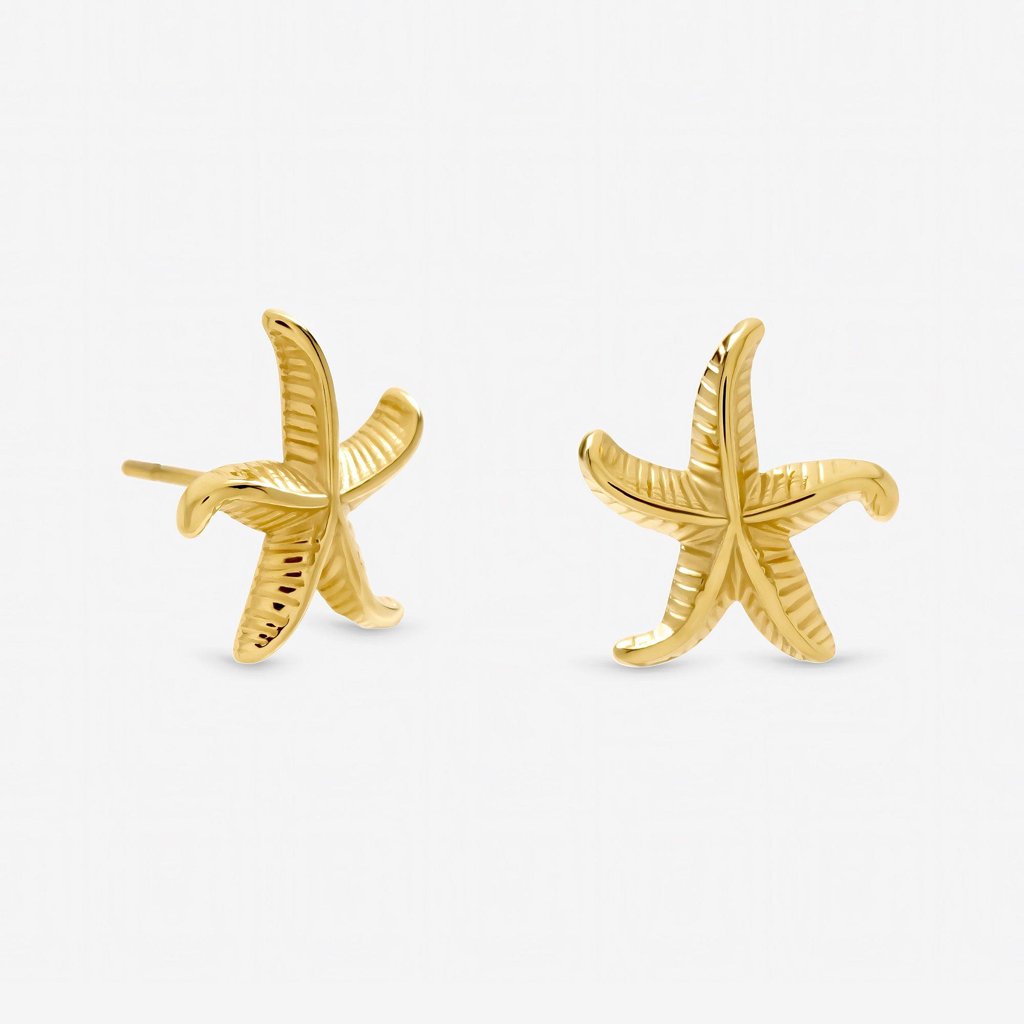 Gold - Jon Richard - Gold Plated Waterproof Coastal Starfish Earrings - 1