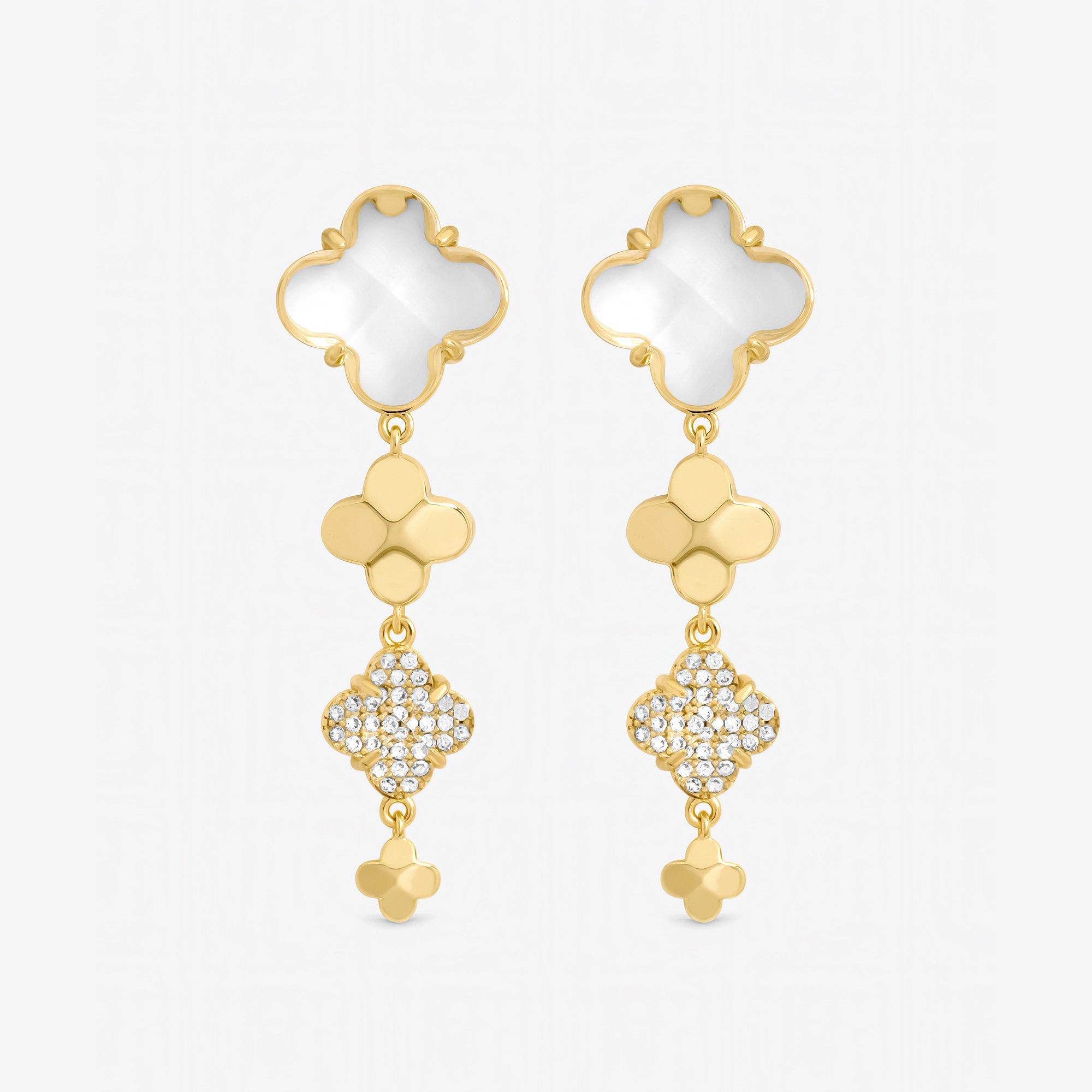 Jon Richard Gold Polished and Crystal Clover Earrings