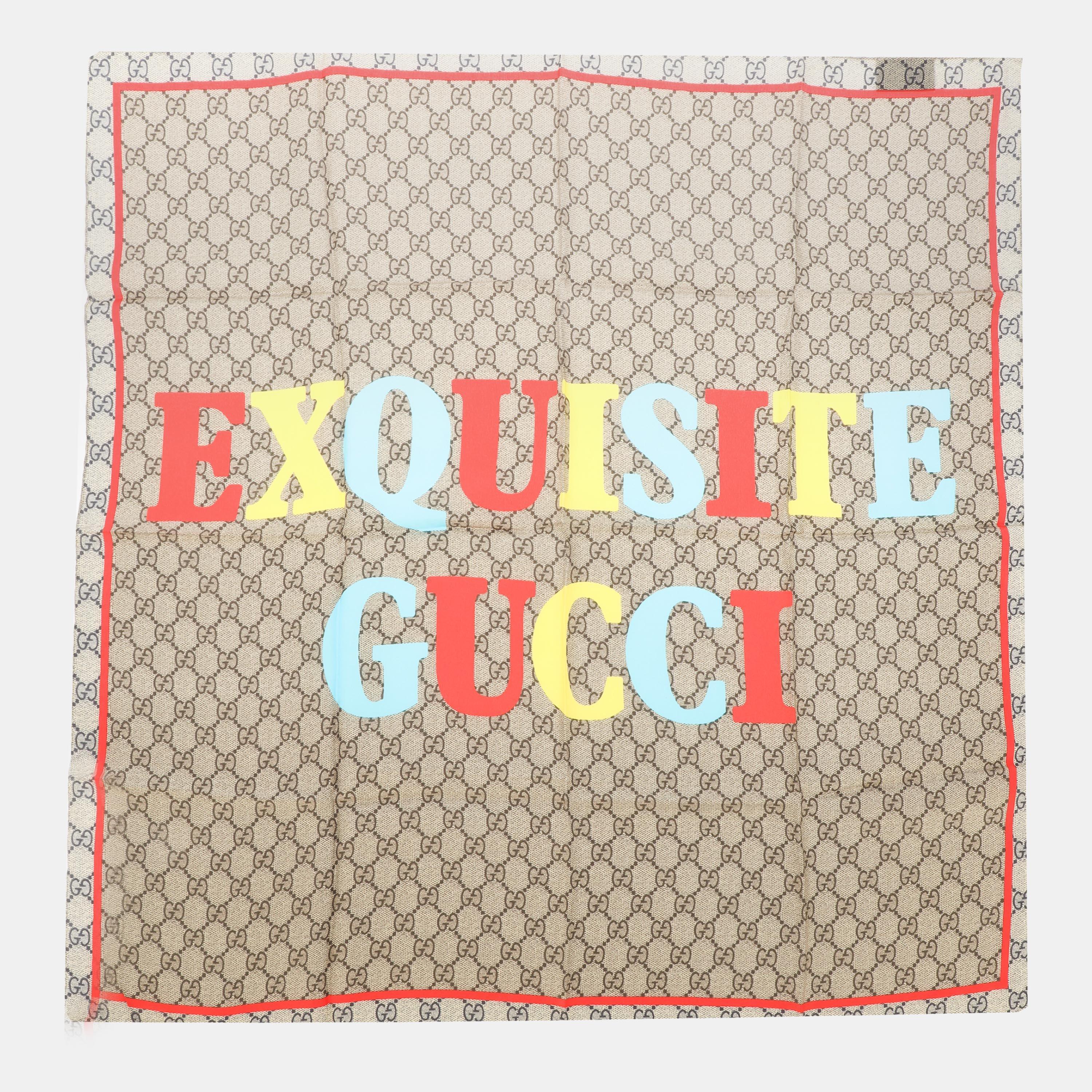Beige/Blue - Gucci - Men's Silk Scarf - 1