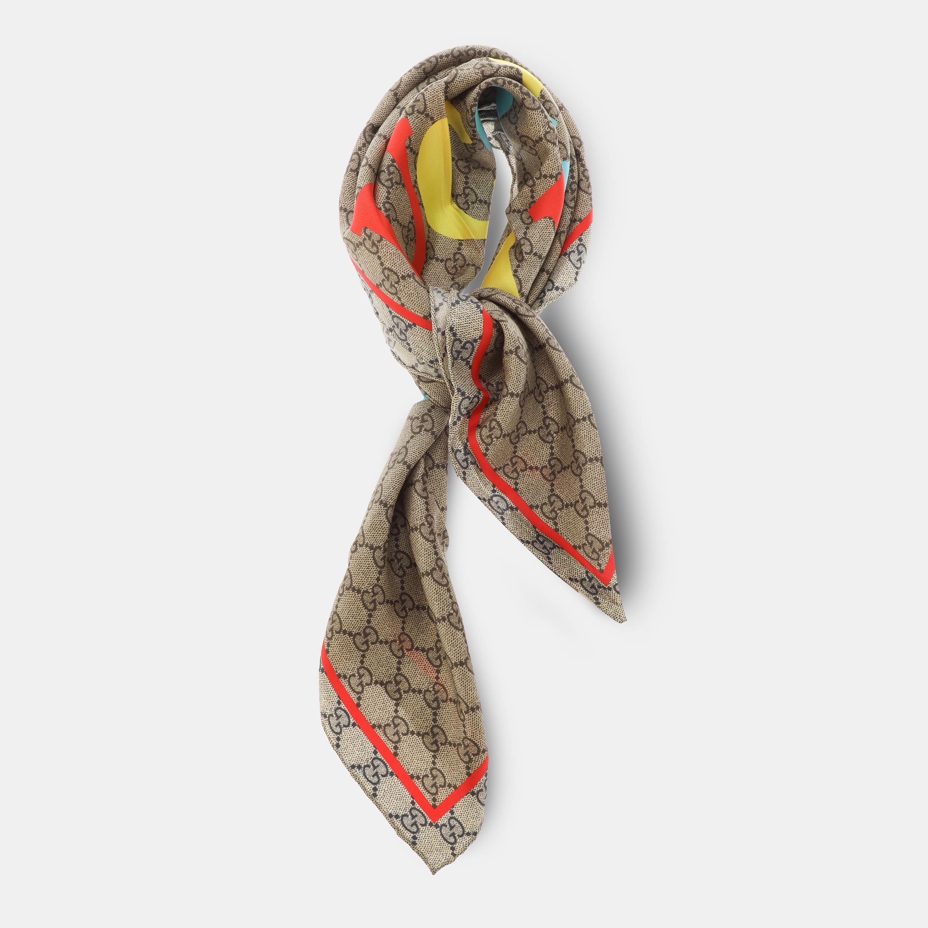 Beige/Blue - Gucci - Men's Silk Scarf - 2