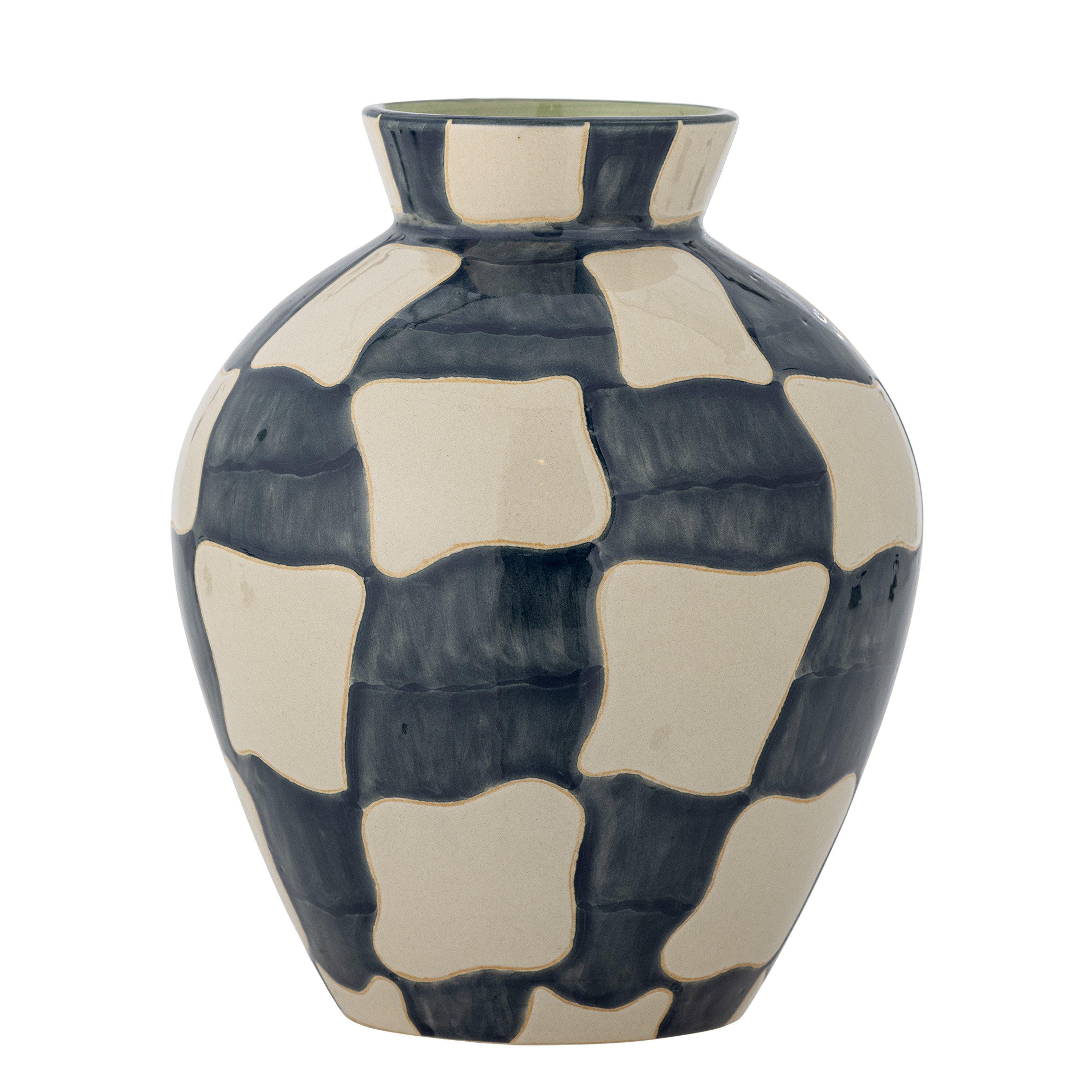 Bloomingville Unisex Blue Check Vase - Image 3