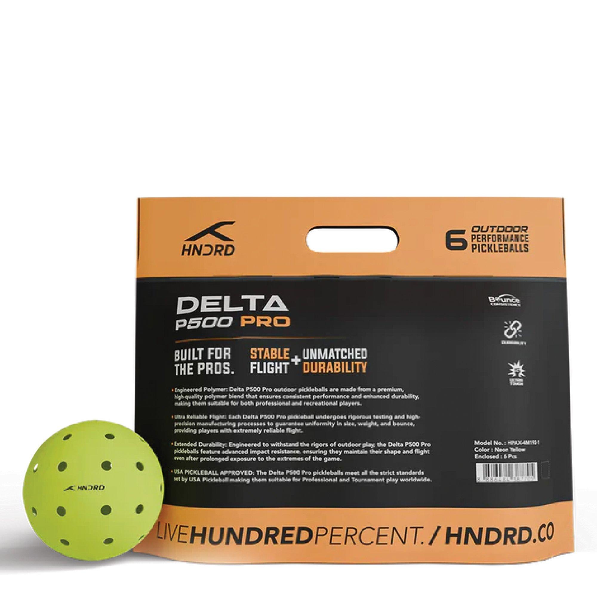 Neon Yellow - Hundred - P500 Pro Outdoor Plastic Pack of 6 Pickleball Balls - 2