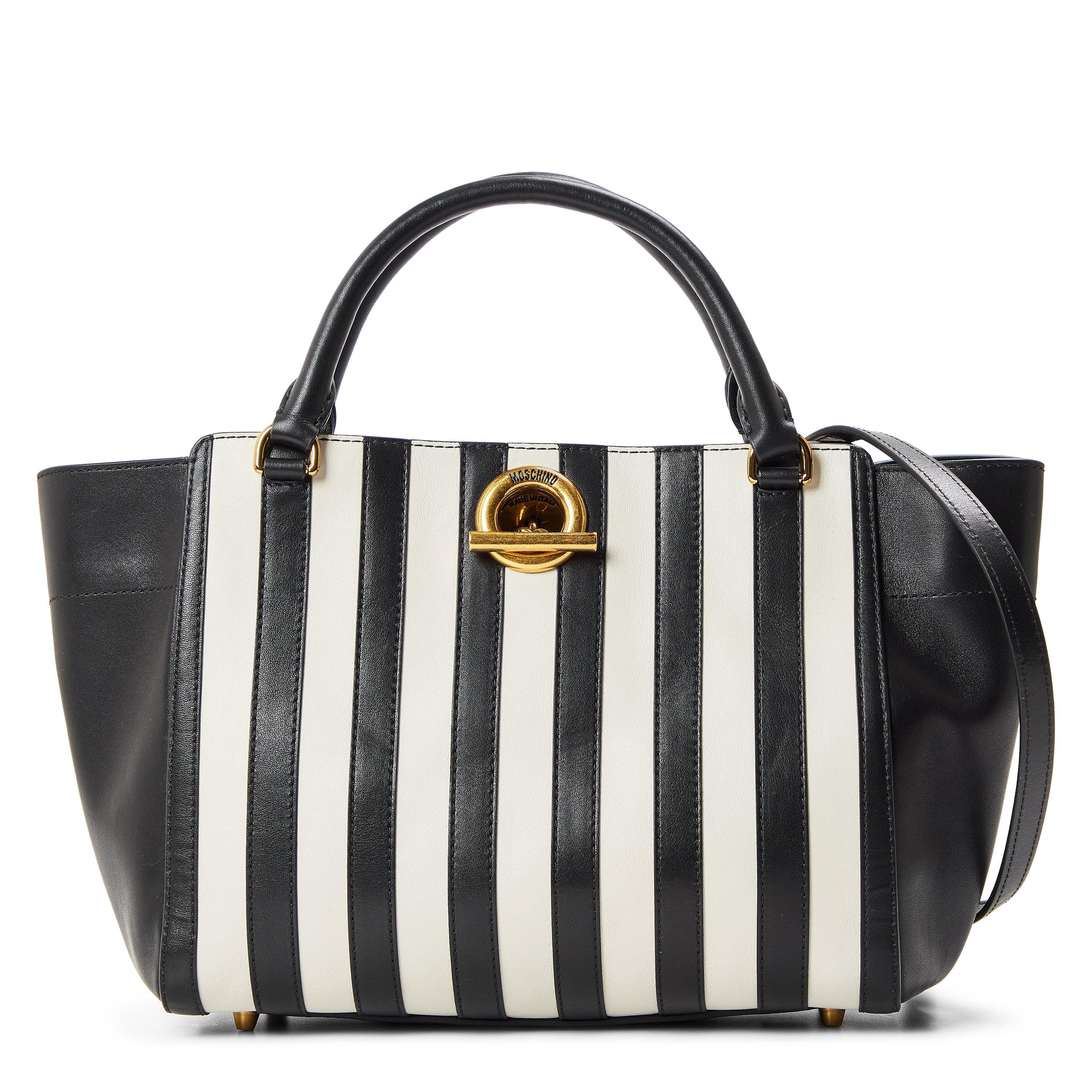 Black - Moschino - Moschino Stripd Tote Ld99 - 1