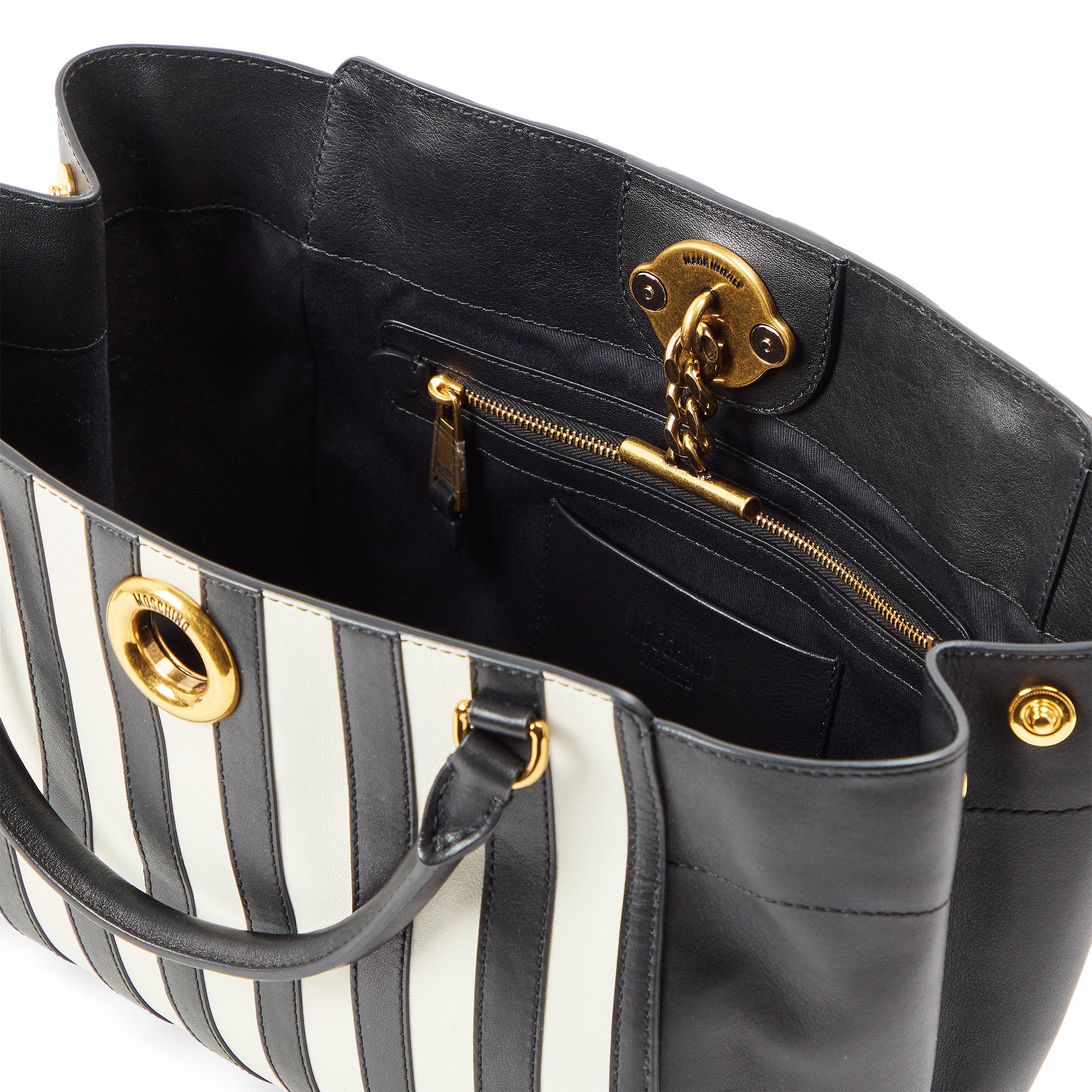 Black - Moschino - Moschino Stripd Tote Ld99 - 4