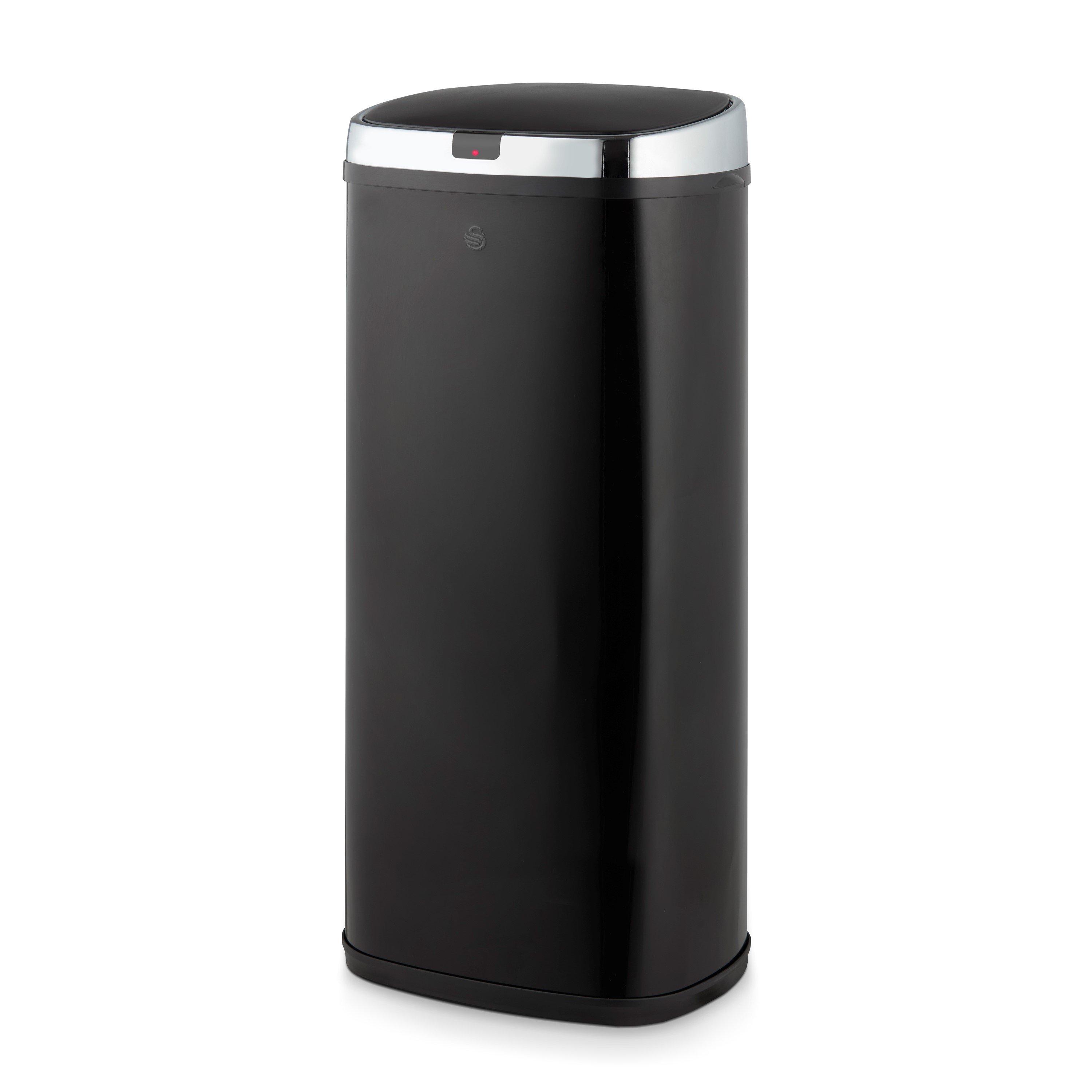 Black - Swan - 50L Square Sensor Bin Black - 1