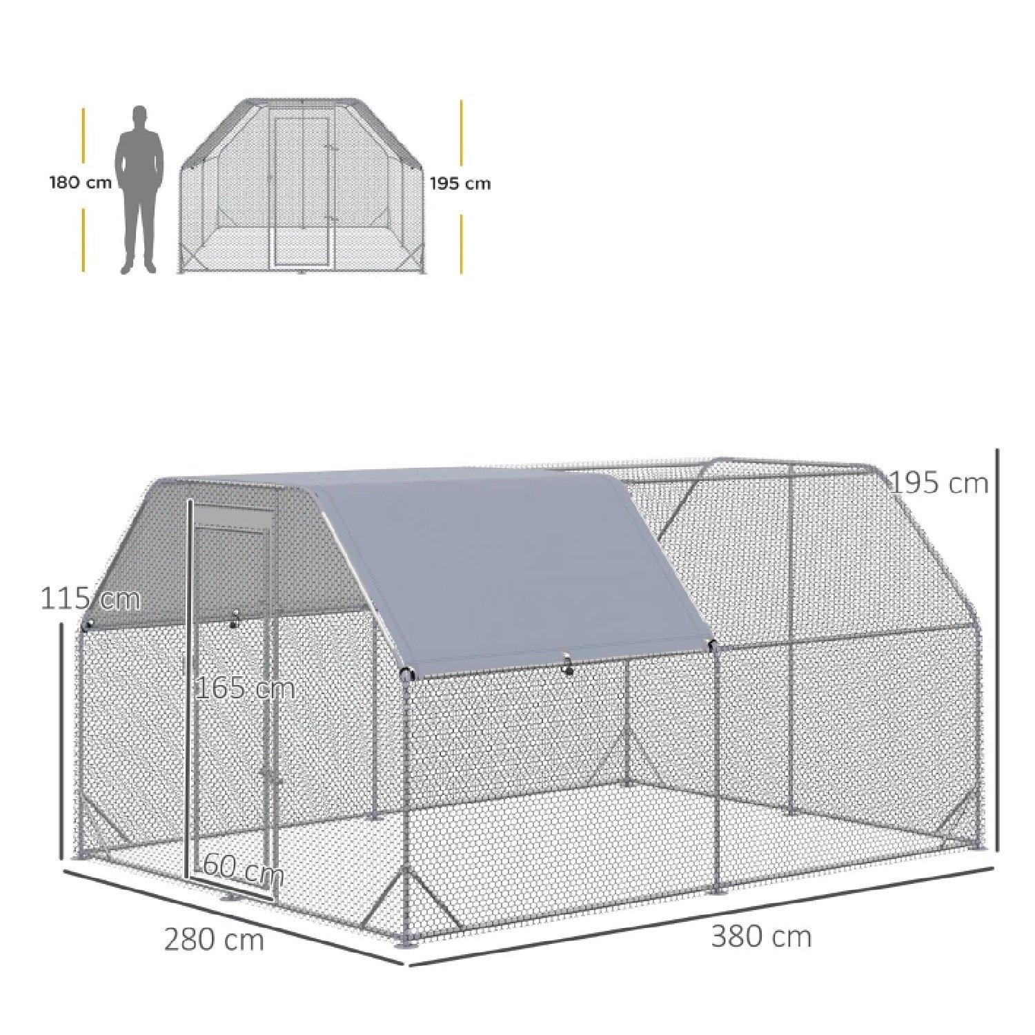 Grey - PawHut - PawHut Walk in Chicken Run Chicken Coop - 2