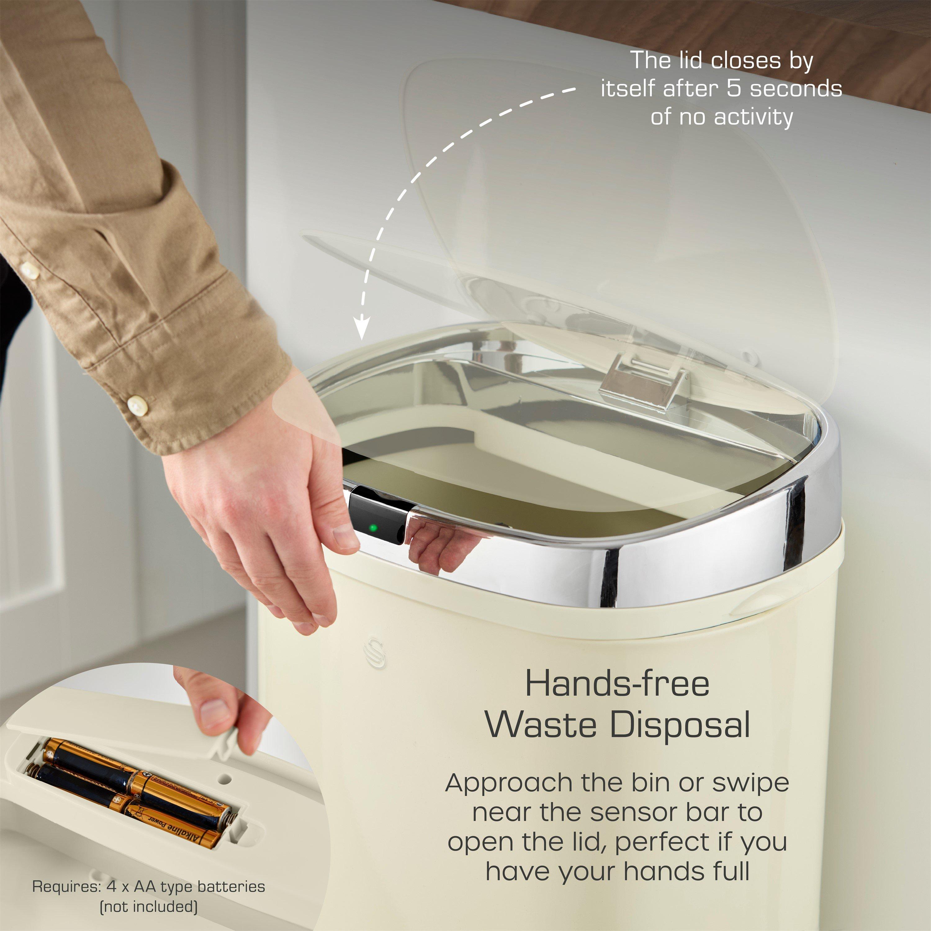 Cream - Swan - 50L Square Sensor Bin Cream - 3