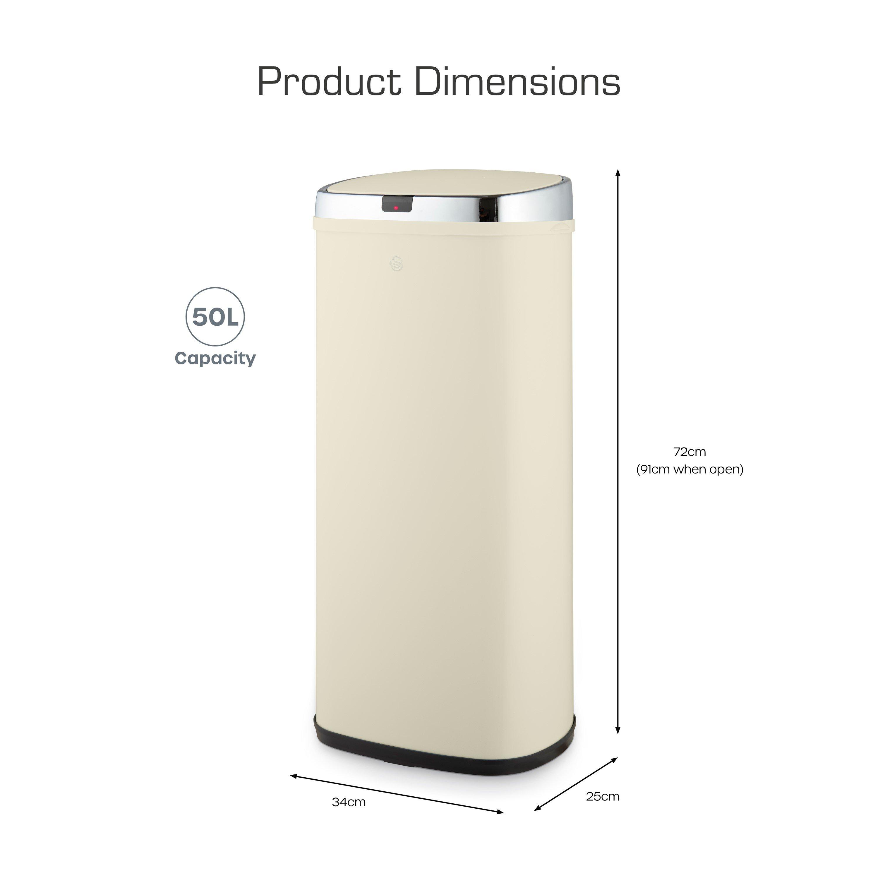 Cream - Swan - 50L Square Sensor Bin Cream - 6