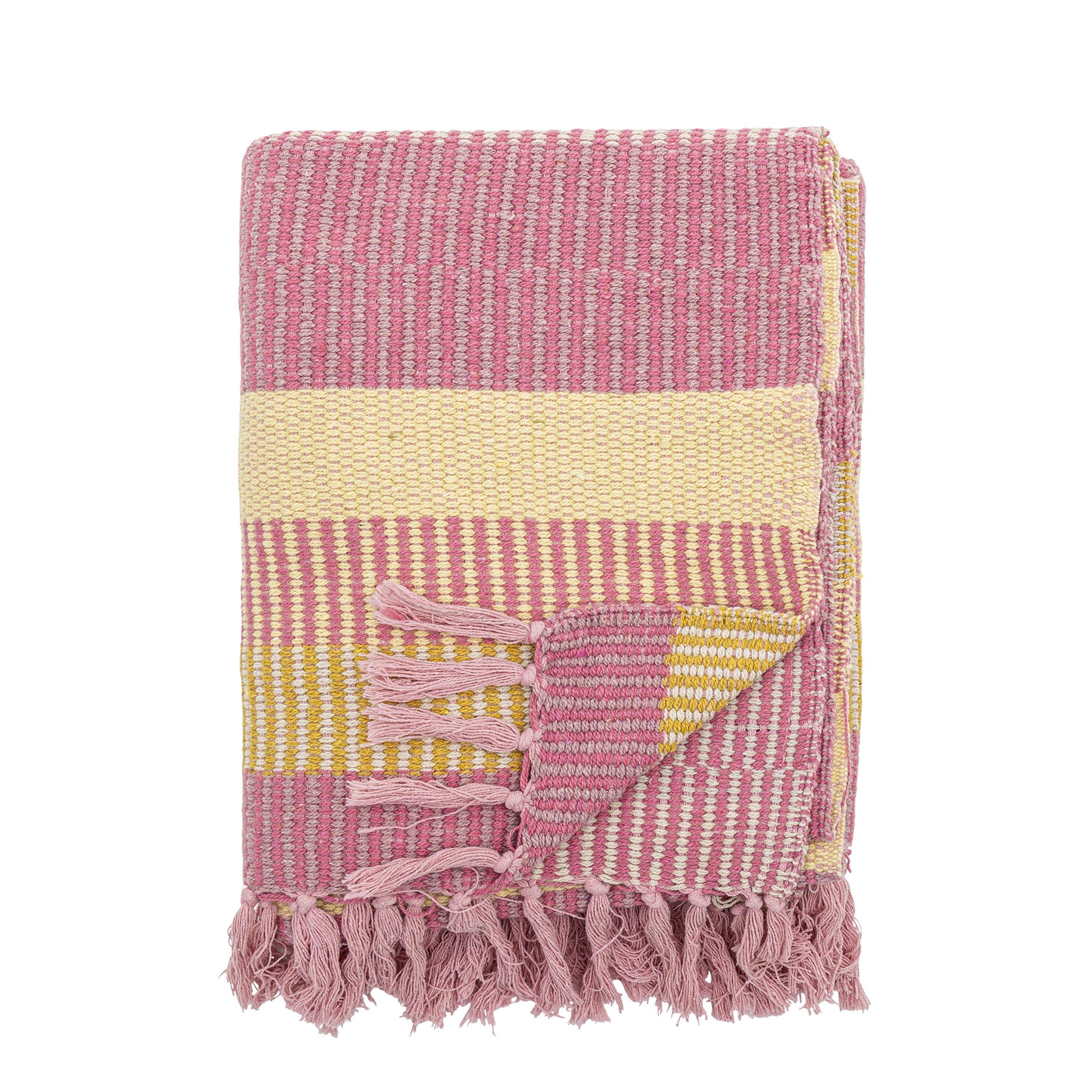 Pink - Bloomingville - Isnel Recycled Cotton Geometric Sofa Throw - 1